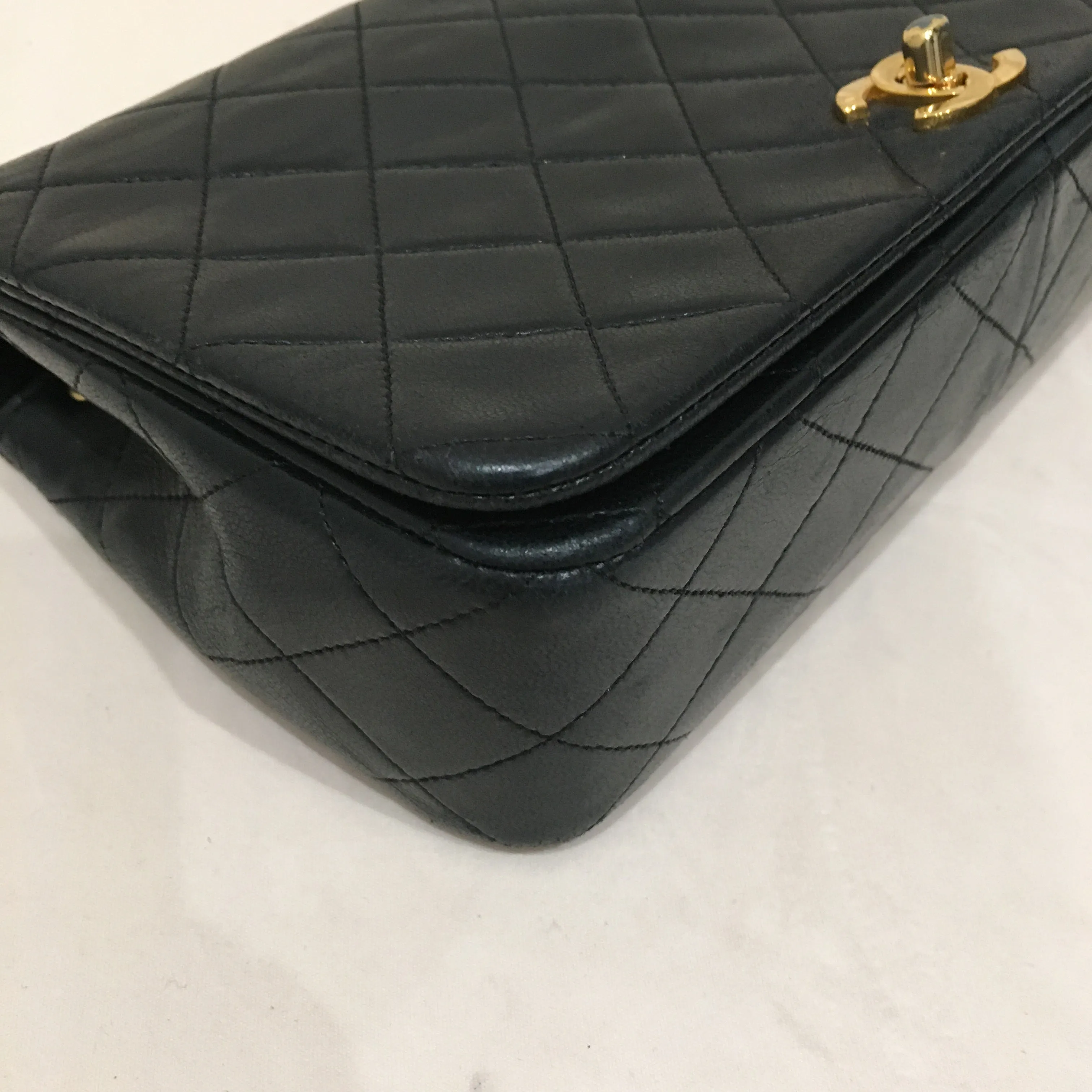 Chanel Black Leather Vintage Single Flap Shoulder Bag Sku# 73023