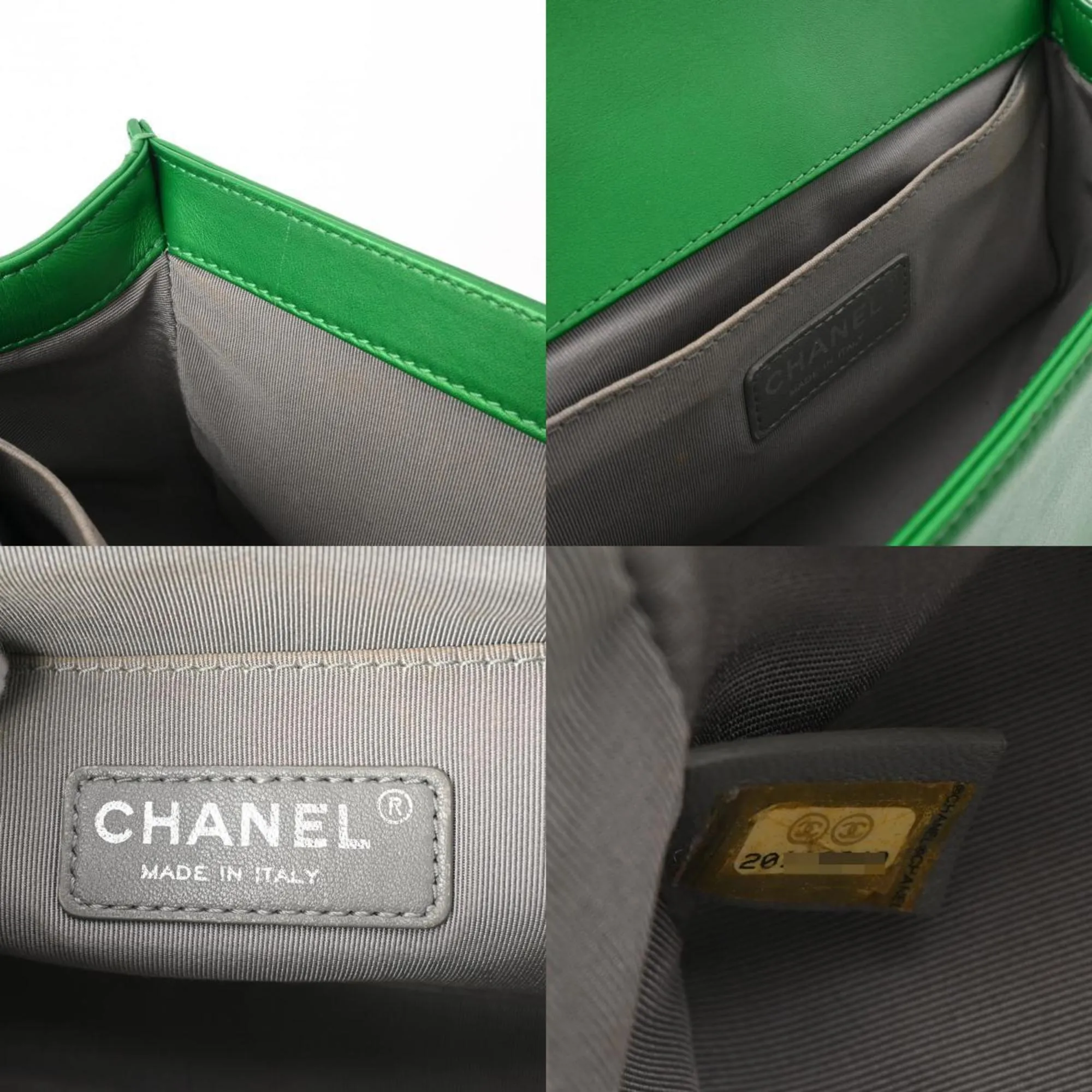 CHANEL Boy Chanel Chain Shoulder Bag 25cm Green A67086 Women's Lambskin