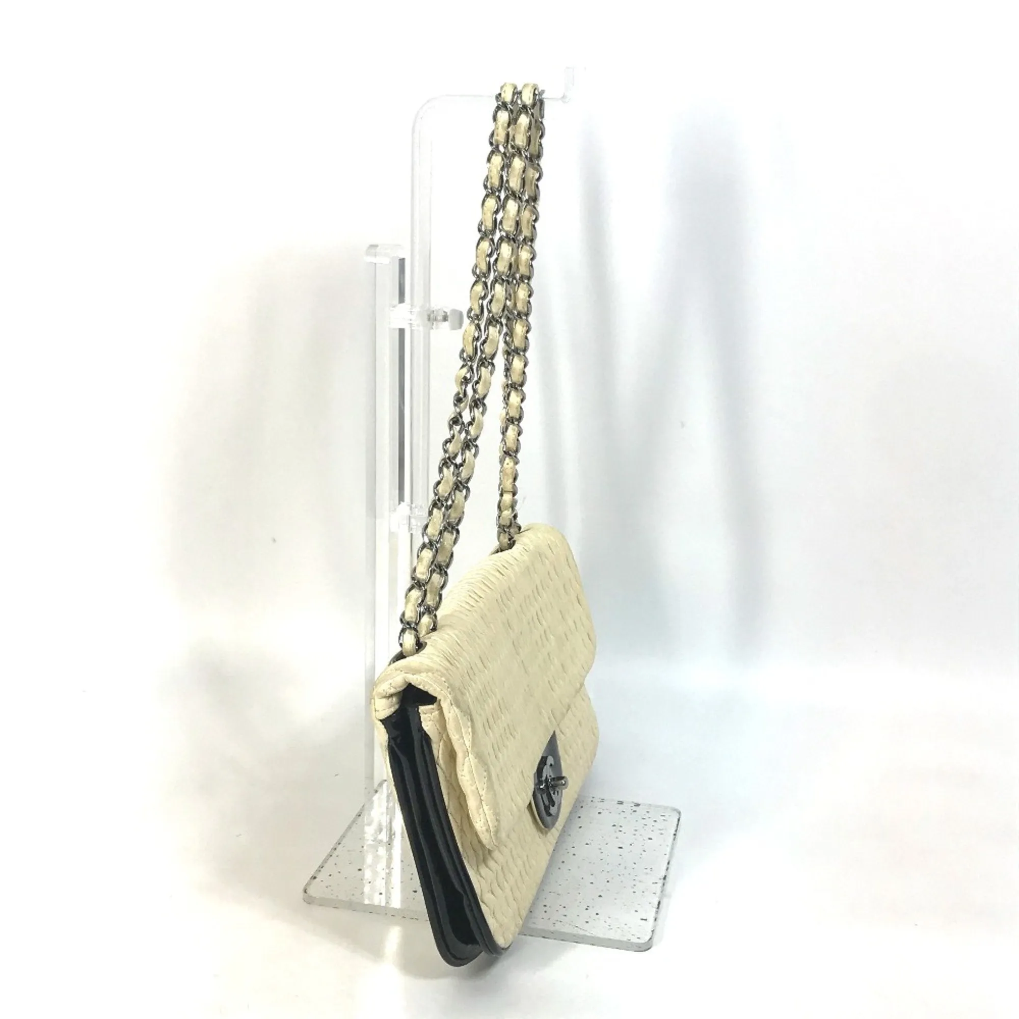 Chanel CC Chain bag Crossbody Double Chain Shoulder Bag White SilverHardware