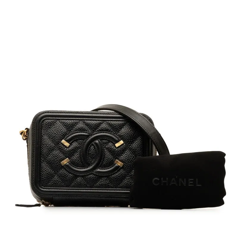 Chanel CC Filigree Chain Shoulder Bag Vanity Bag Black G Caviar S  CHANEL