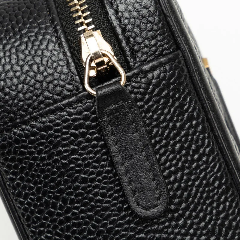 Chanel CC Filigree Chain Shoulder Bag Vanity Bag Black G Caviar S  CHANEL