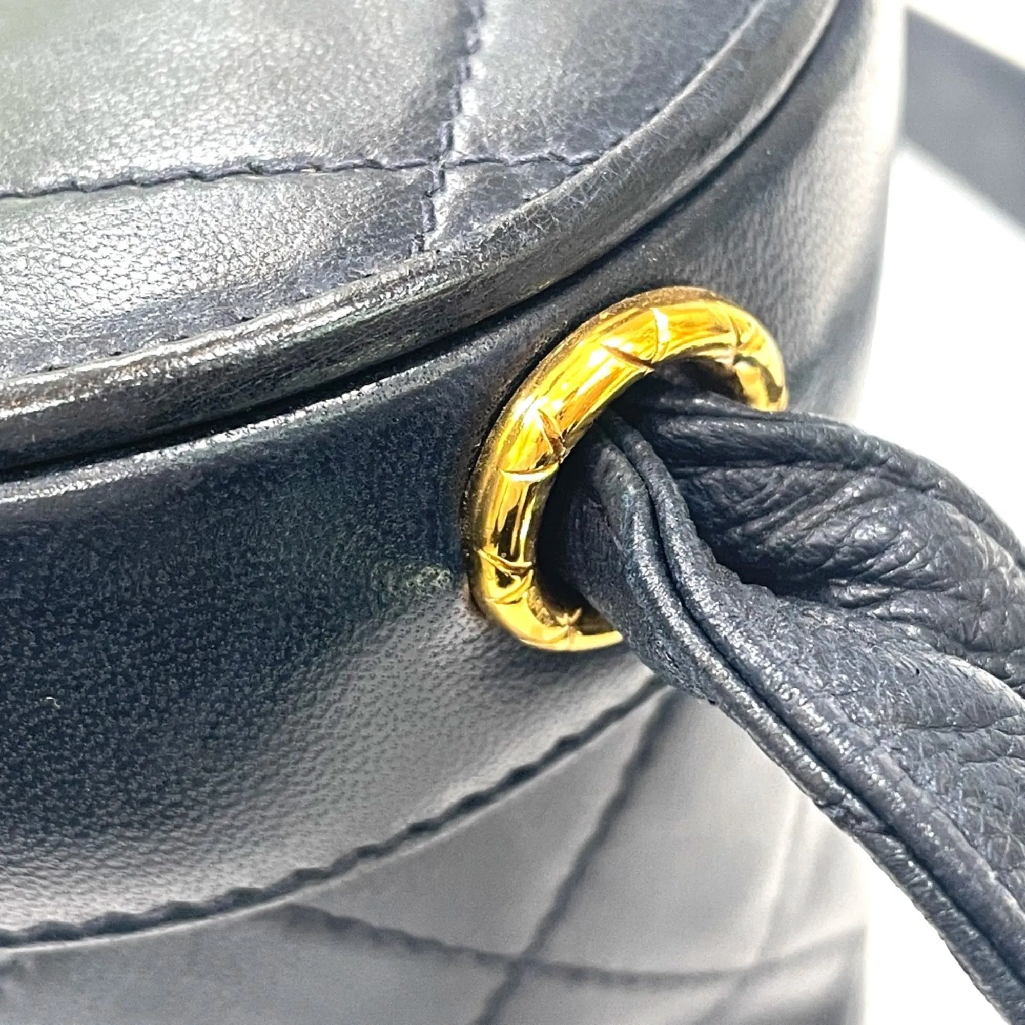 Chanel CC Mark bag vanity fringe Shoulder Bag Navy GoldHardware