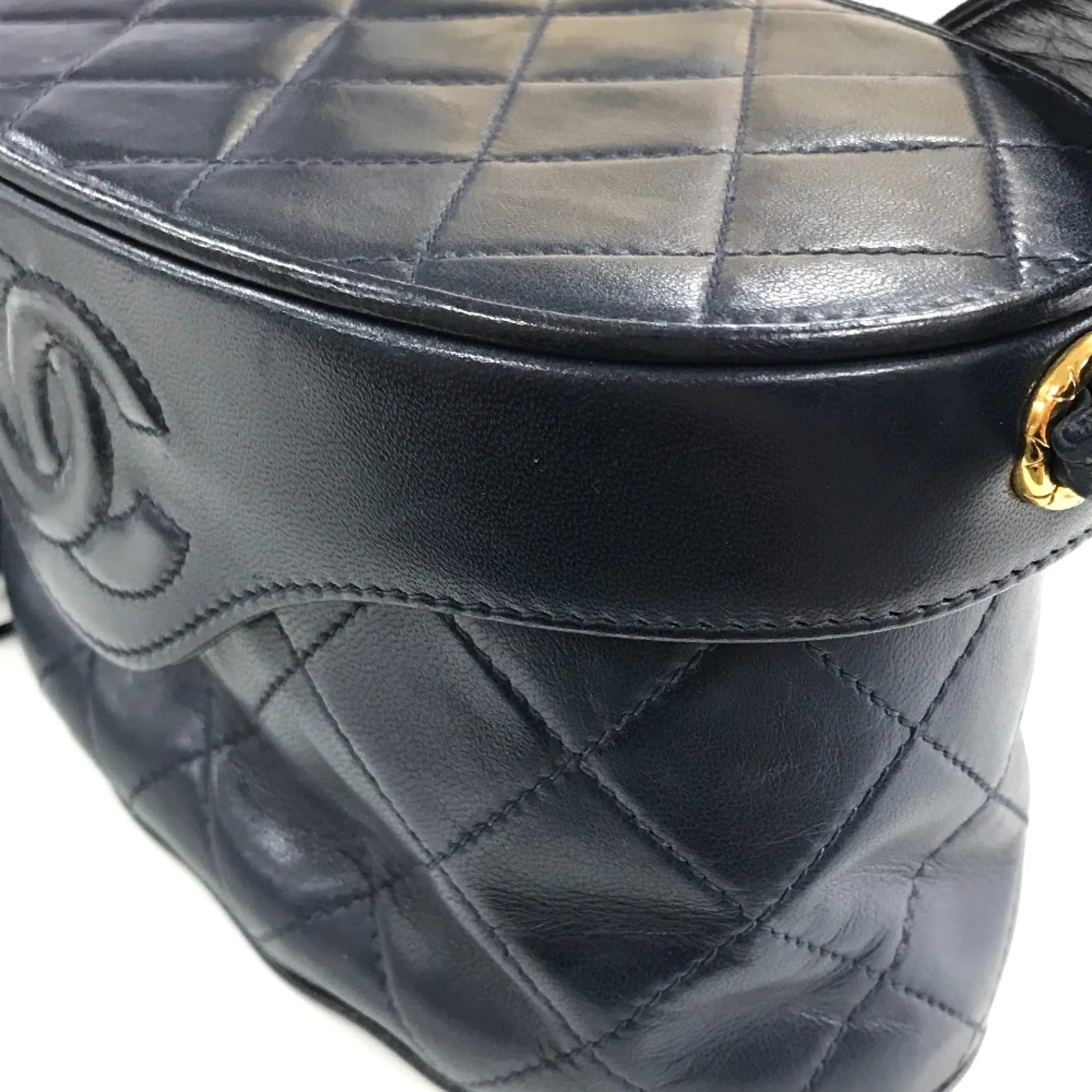 Chanel CC Mark bag vanity fringe Shoulder Bag Navy GoldHardware