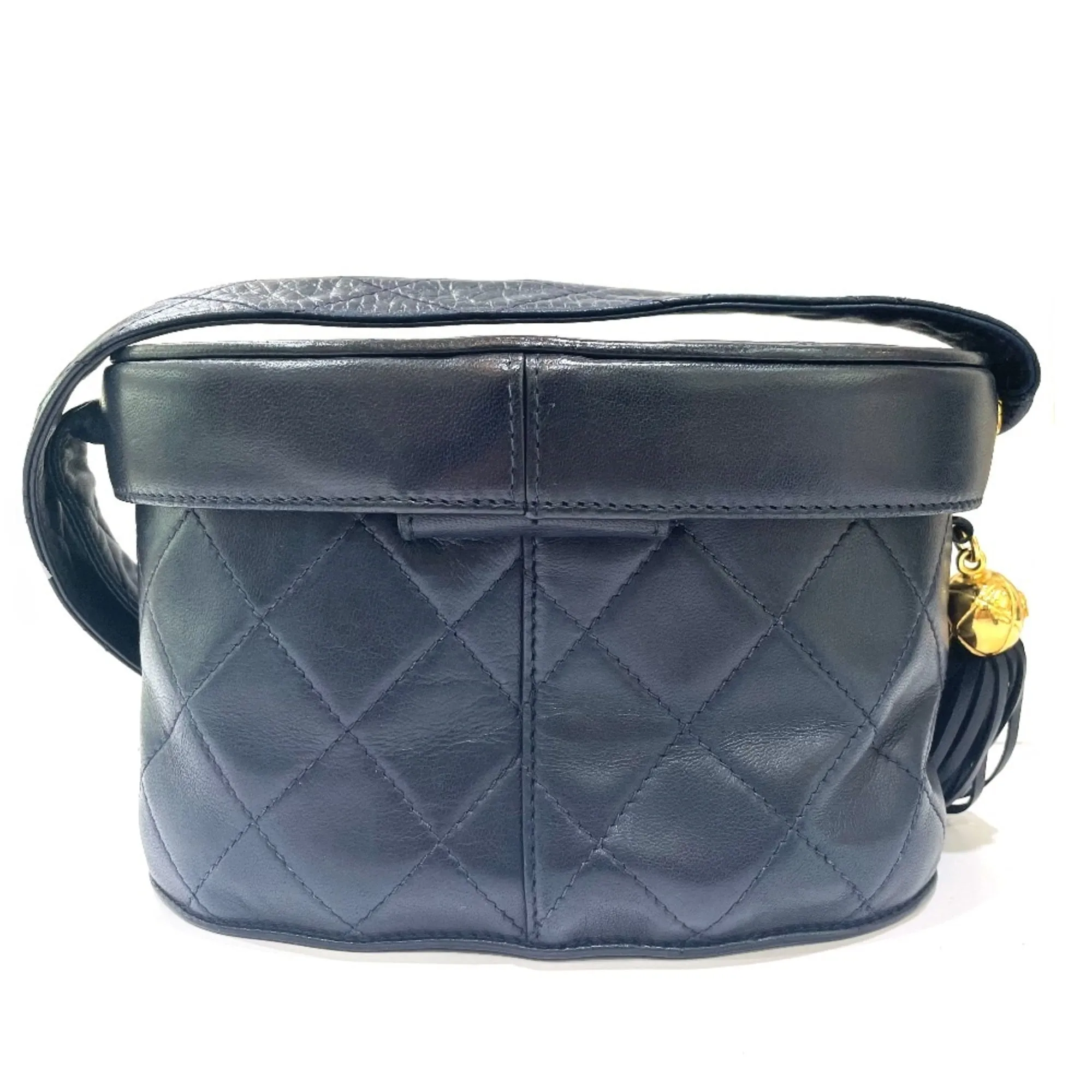 Chanel CC Mark bag vanity fringe Shoulder Bag Navy GoldHardware