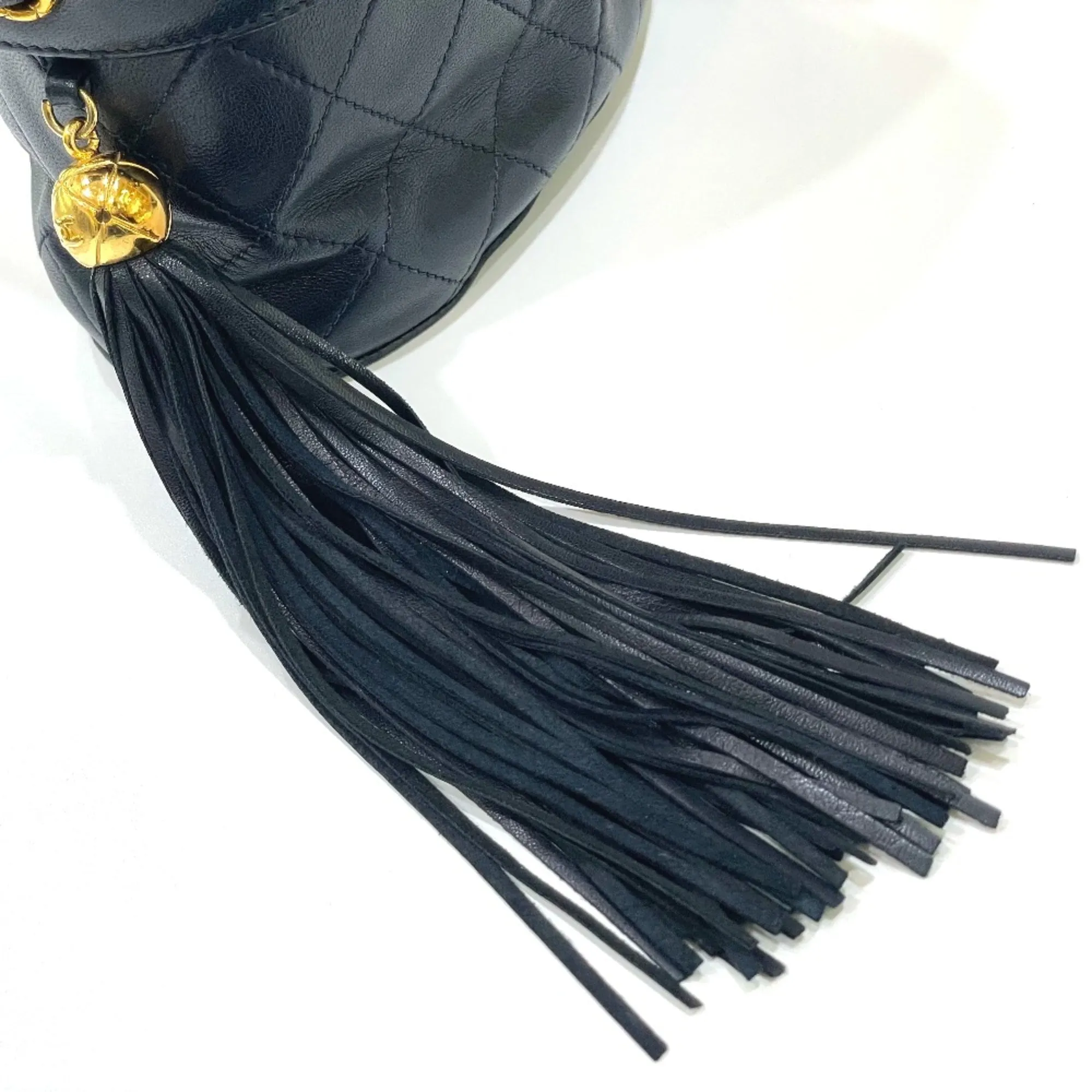 Chanel CC Mark bag vanity fringe Shoulder Bag Navy GoldHardware