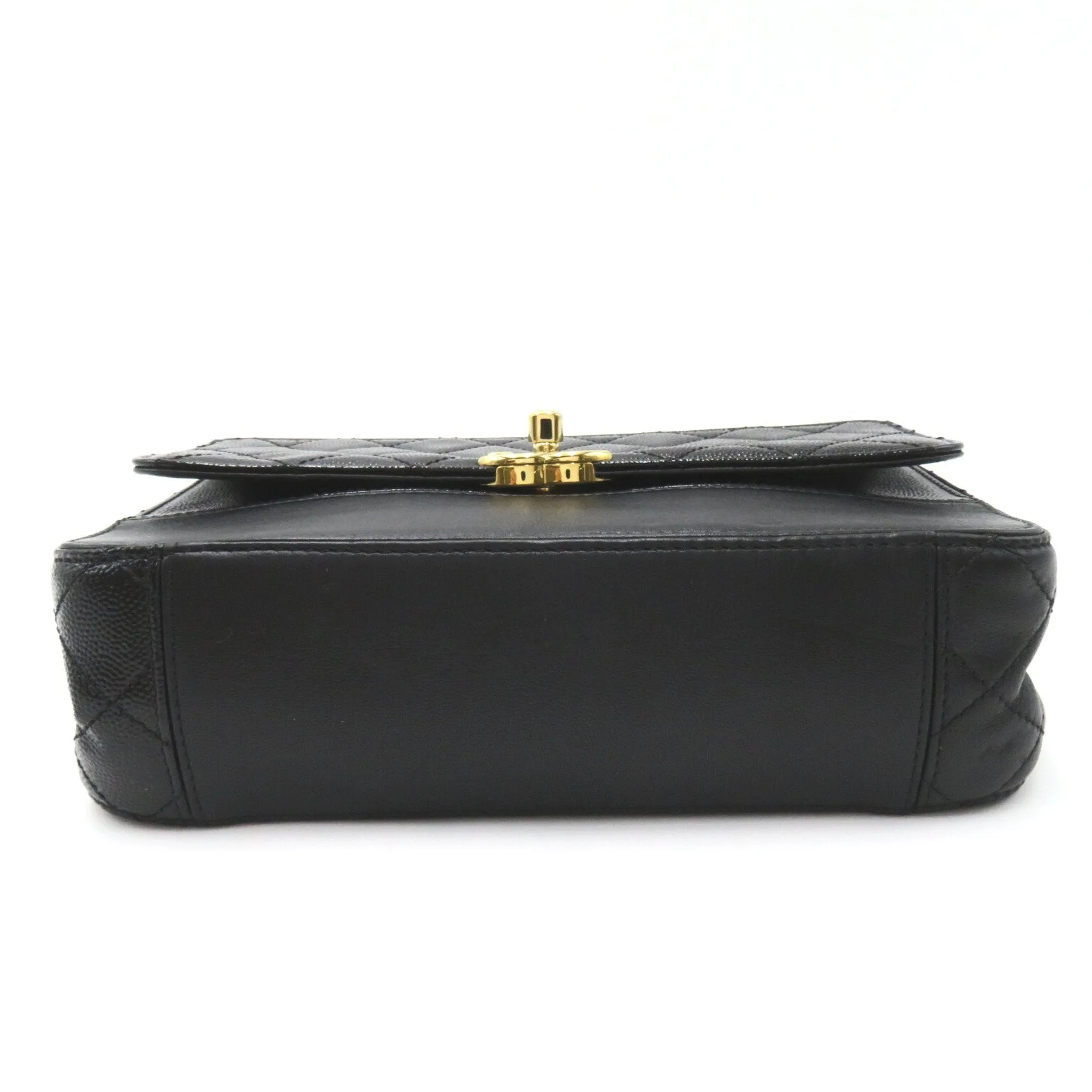 CHANEL Chain Shoulder Bag, Calfskin (Cowhide) Lambskin (Sheepskin) Women's Black AS0949