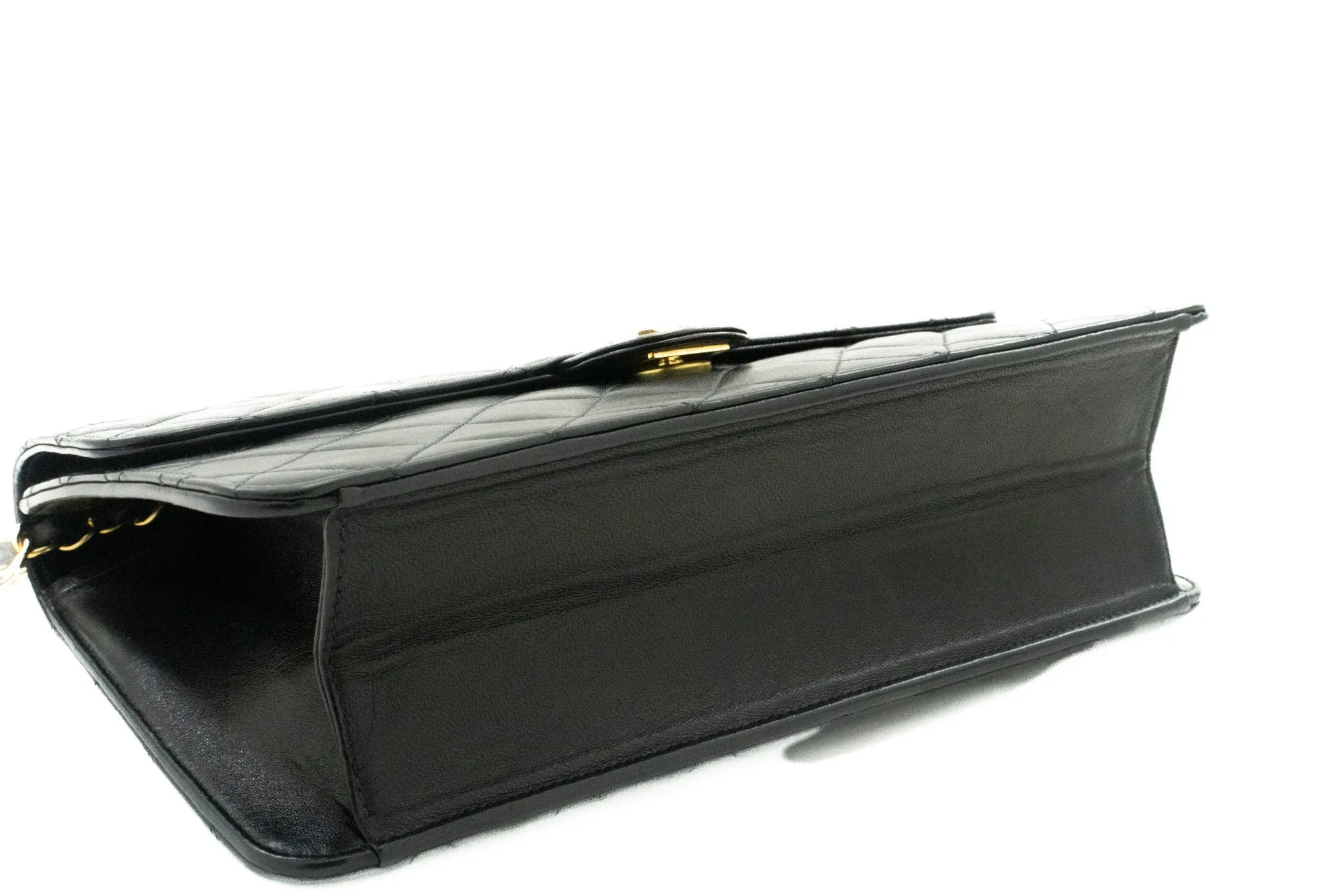 CHANEL Chain Shoulder Bag Clutch Black Quilted Flap Lambskin Purse