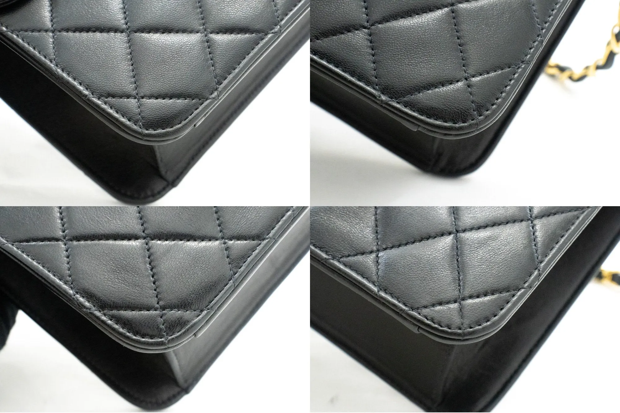 CHANEL Chain Shoulder Bag Clutch Black Quilted Flap Lambskin Purse