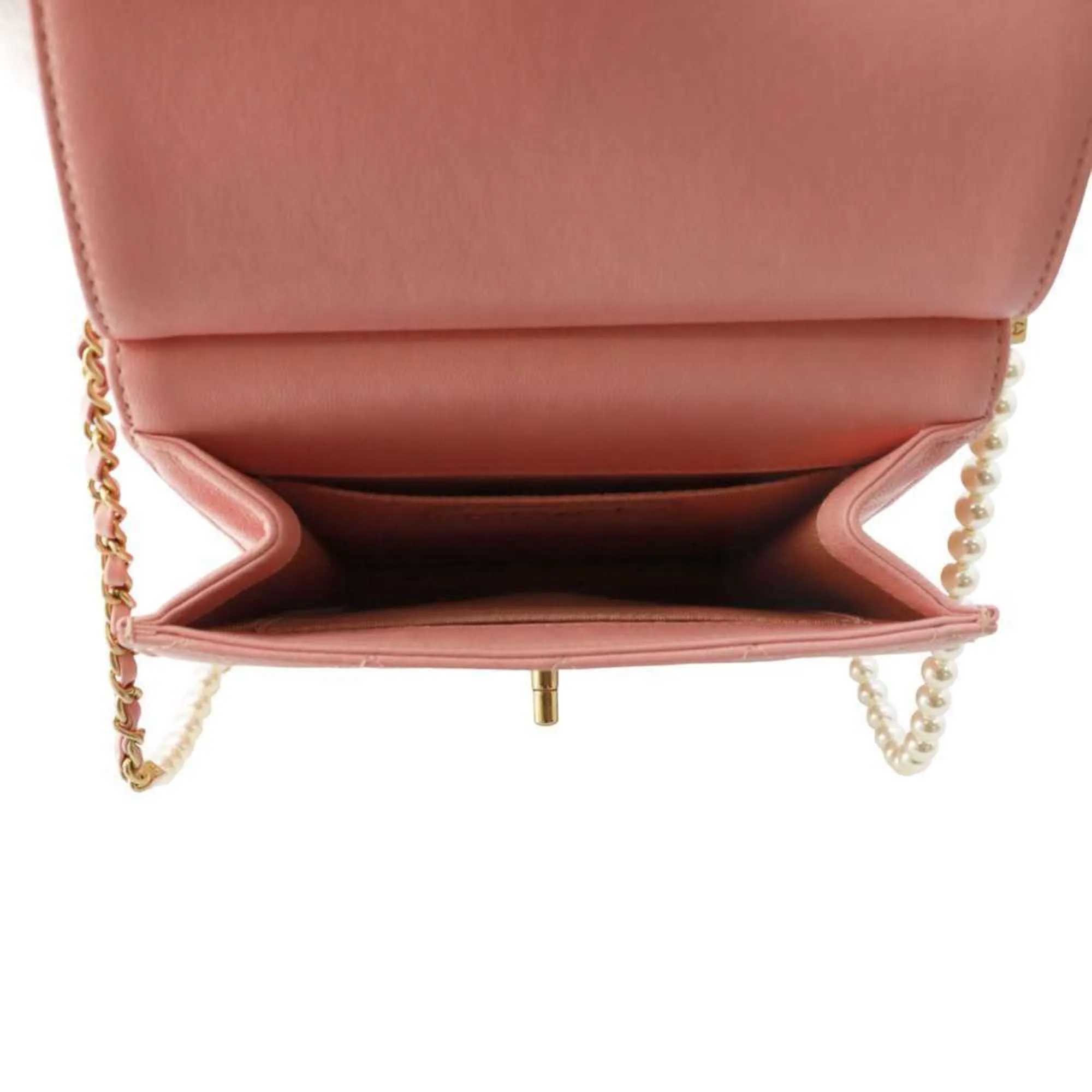 Chanel Chain Shoulder Bag Fake Pearl Matelasse Coco Mark Lambskin AS0580 CHANEL Women's