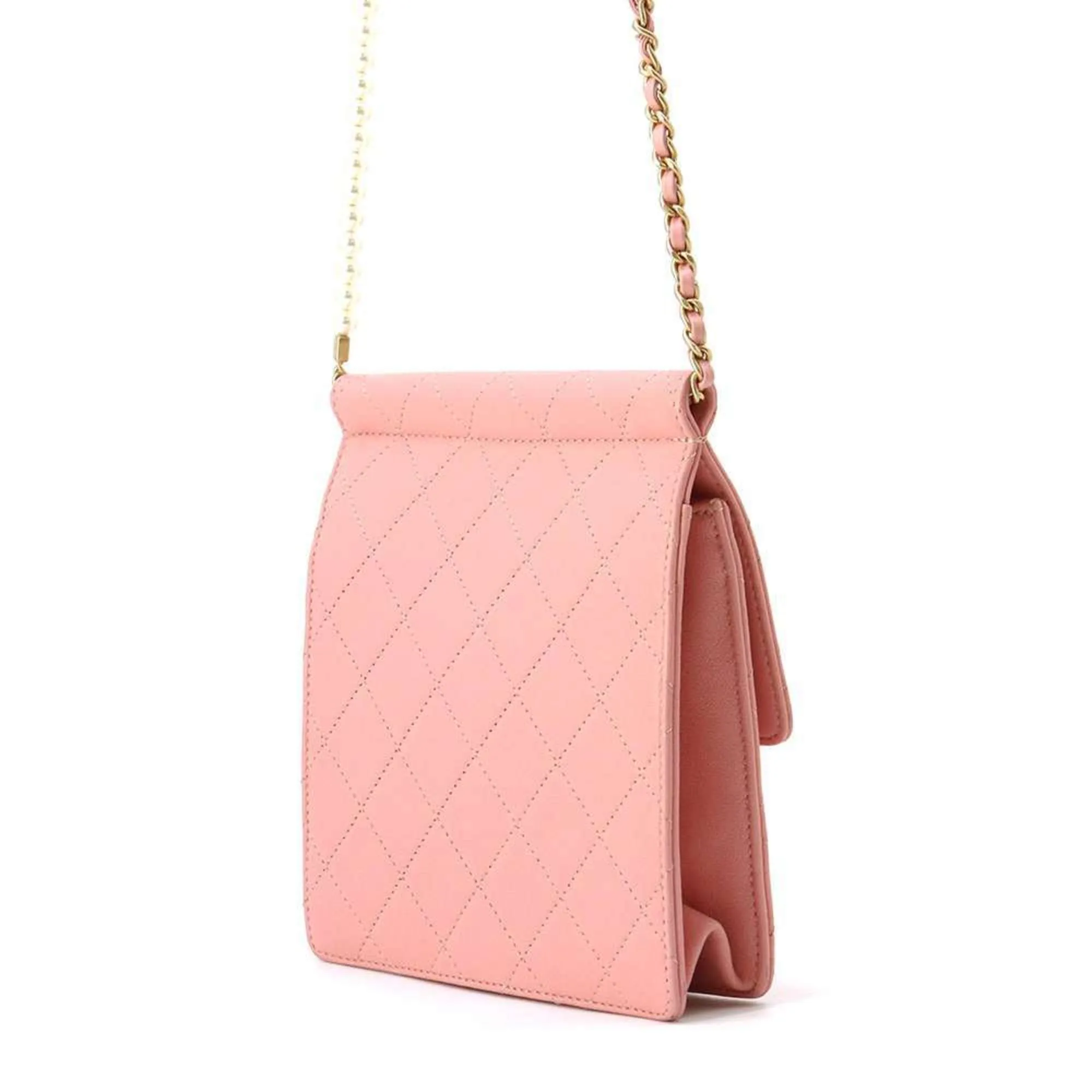 Chanel Chain Shoulder Bag Fake Pearl Matelasse Coco Mark Lambskin AS0580 CHANEL Women's