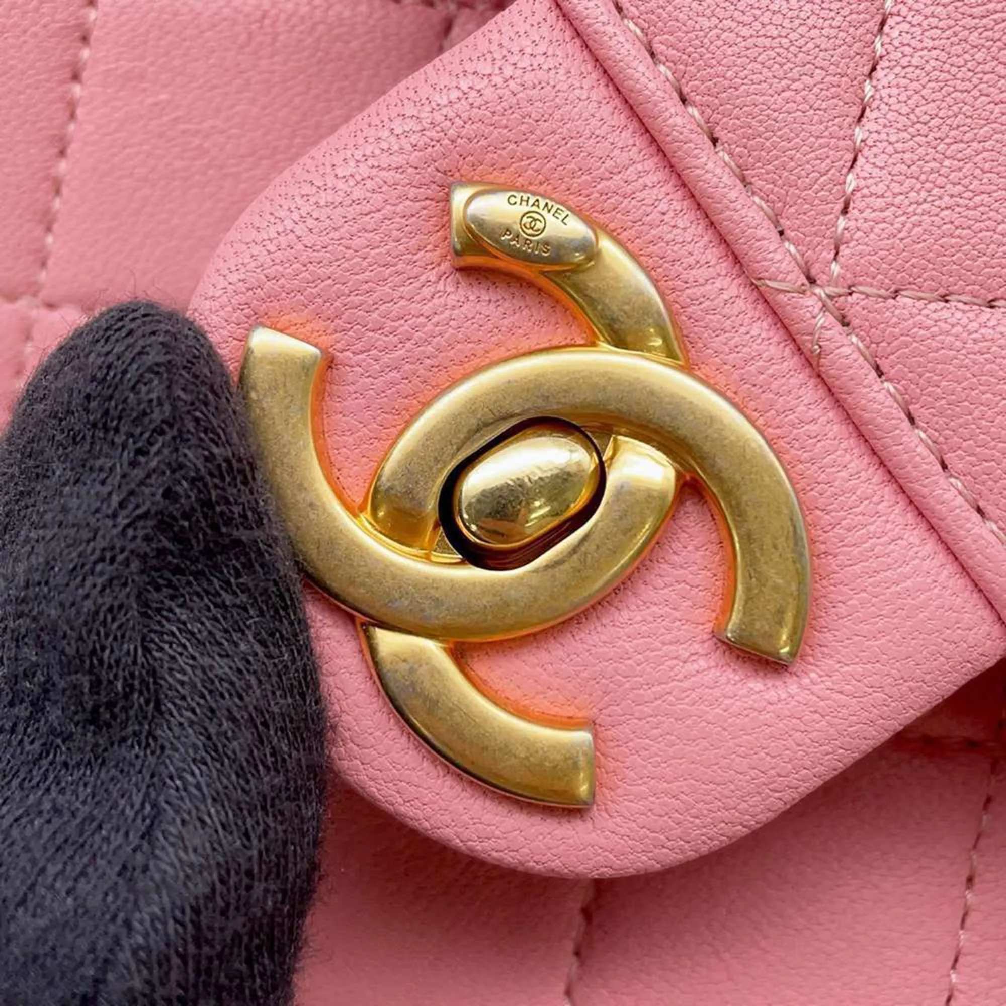 Chanel Chain Shoulder Bag Fake Pearl Matelasse Coco Mark Lambskin AS0580 CHANEL Women's