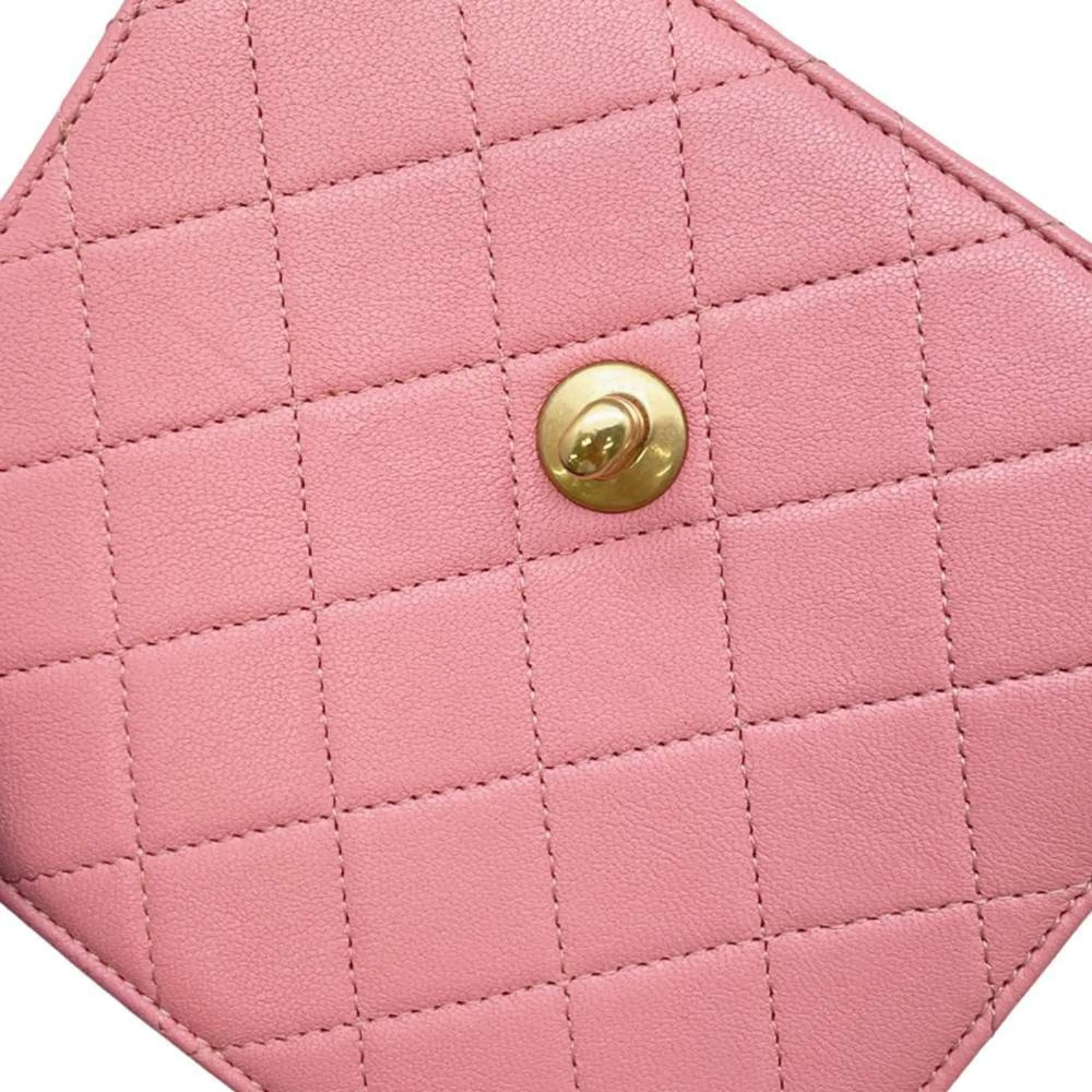 Chanel Chain Shoulder Bag Fake Pearl Matelasse Coco Mark Lambskin AS0580 CHANEL Women's