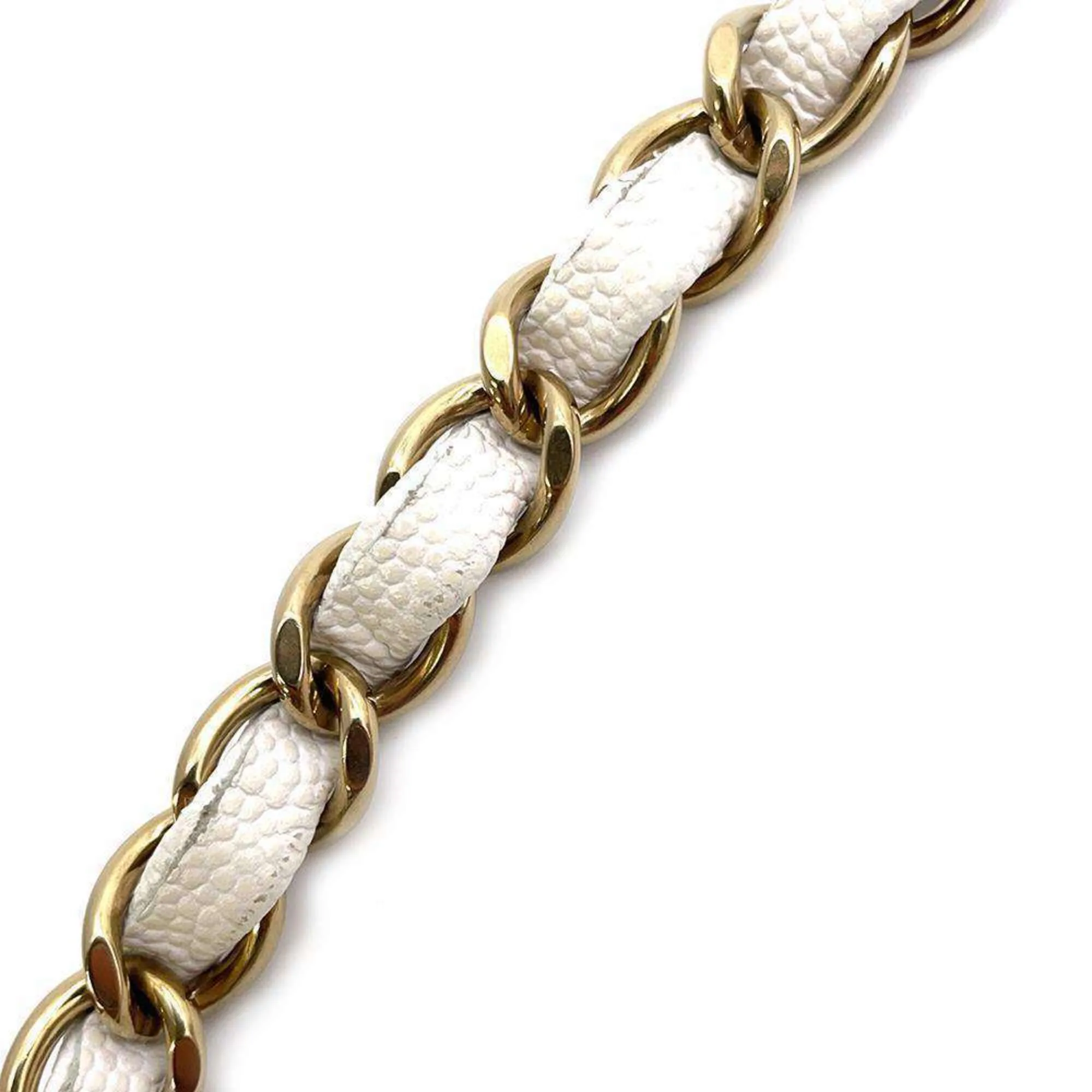 Chanel Chain Shoulder Bag Matelasse Coco Mark Caviar Skin A01113 Double Flap CHANEL White