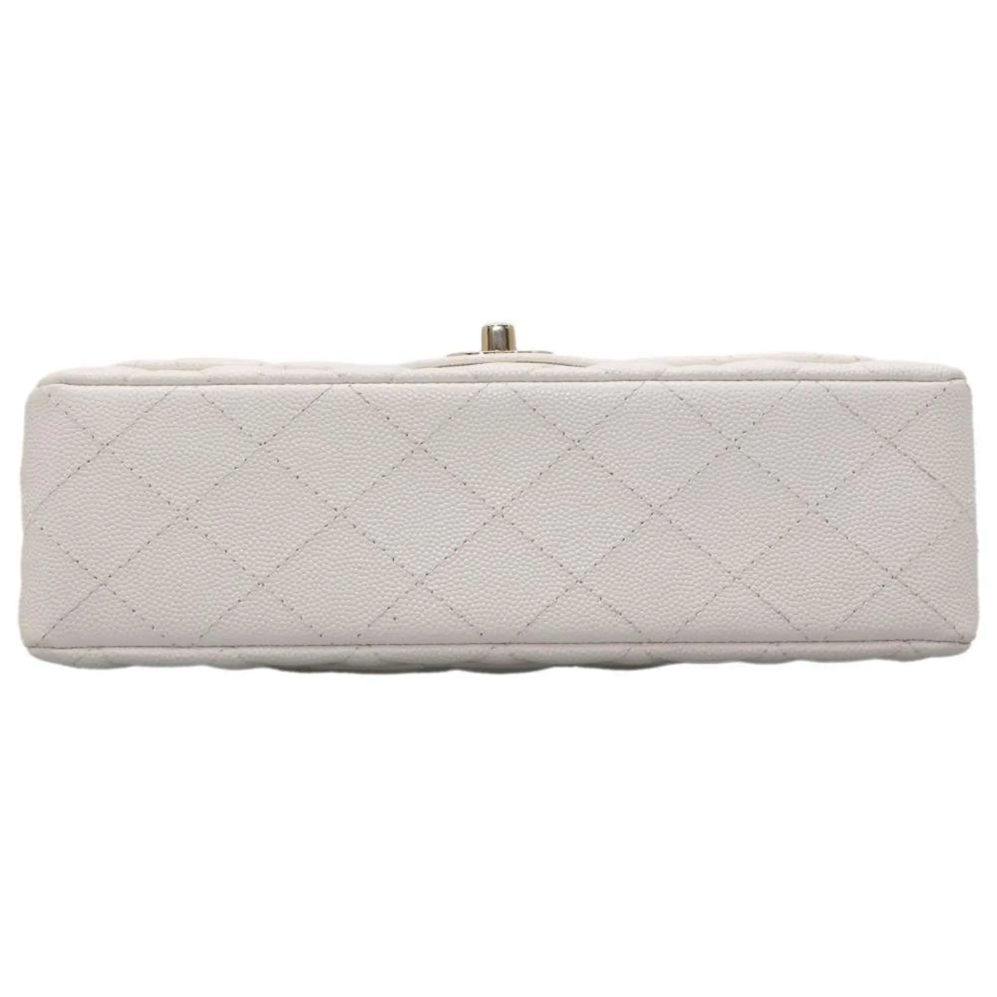 Chanel Chain Shoulder Bag Matelasse Coco Mark Caviar Skin A01113 Double Flap CHANEL White