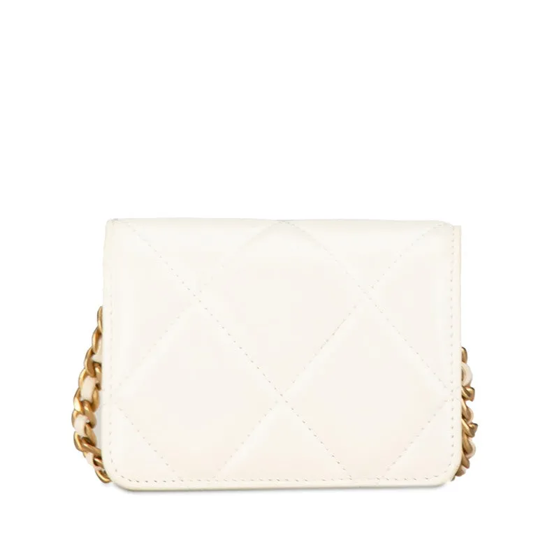 Chanel Chanel 19 Mini Chain Coin Purse Leather Shoulder Bag in Good condition
