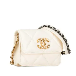 Chanel Chanel 19 Mini Chain Coin Purse Leather Shoulder Bag in Good condition