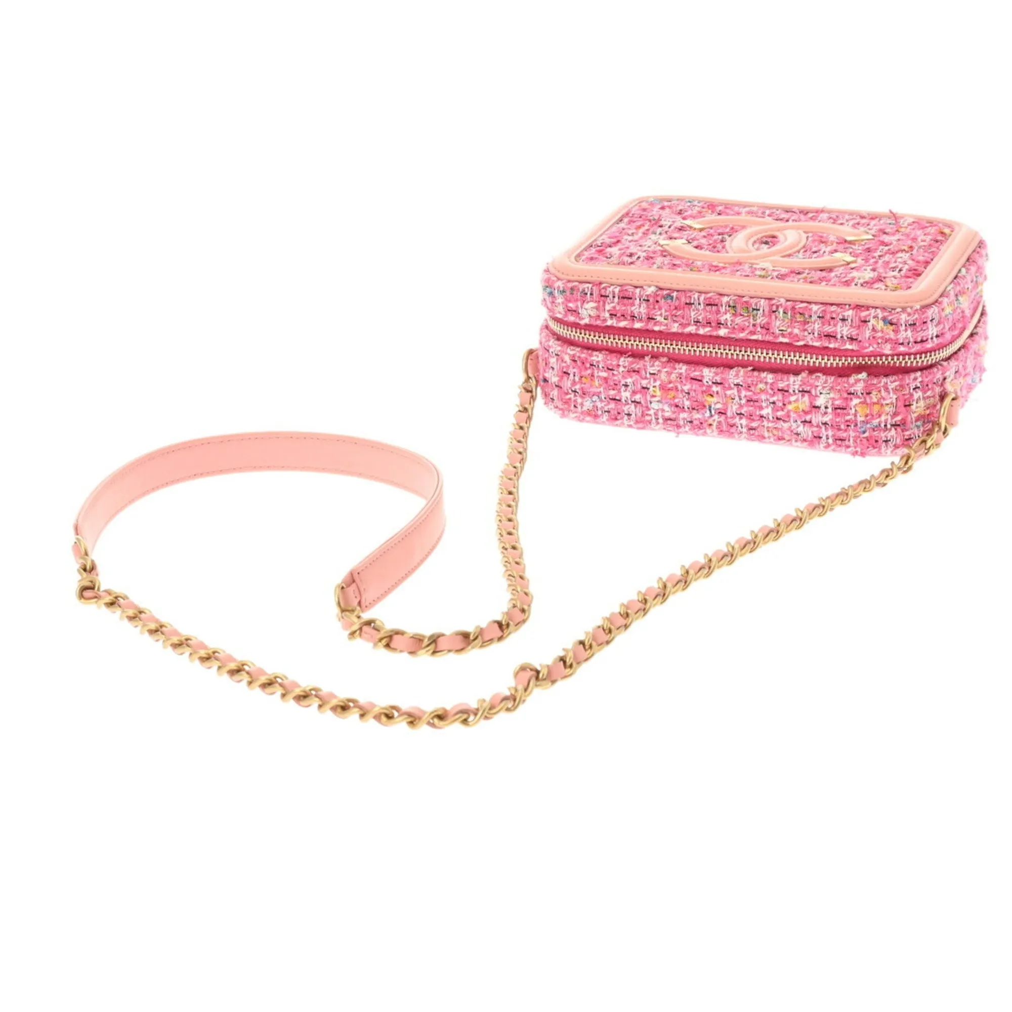 CHANEL Chanel CC Figley Chain Shoulder Pink A84452 Women's Tweed Bag