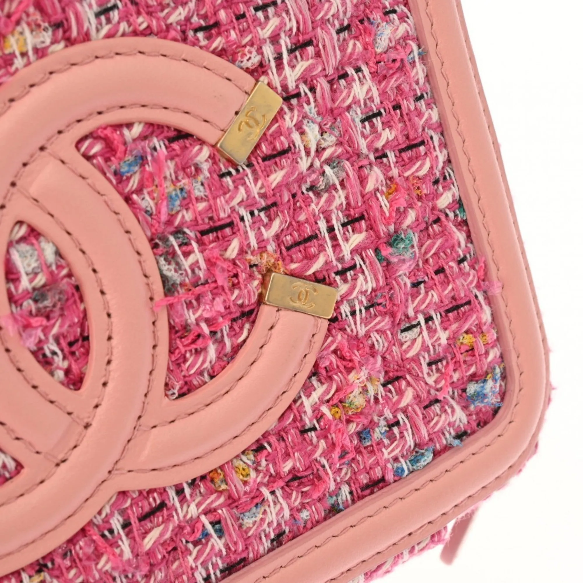 CHANEL Chanel CC Figley Chain Shoulder Pink A84452 Women's Tweed Bag