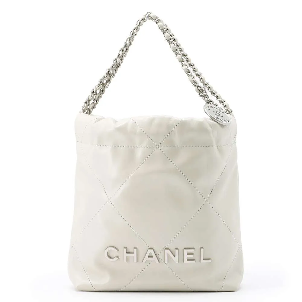 CHANEL CHANEL22 ChainShoulder Bag Gray AS3980 Shiny Calf Leather Size Mini