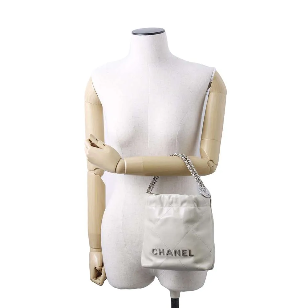 CHANEL CHANEL22 ChainShoulder Bag Gray AS3980 Shiny Calf Leather Size Mini