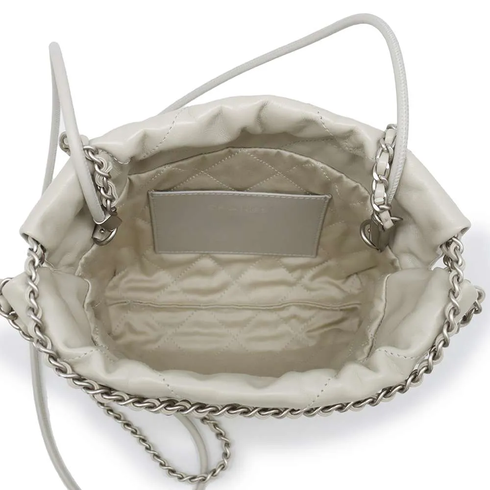 CHANEL CHANEL22 ChainShoulder Bag Gray AS3980 Shiny Calf Leather Size Mini