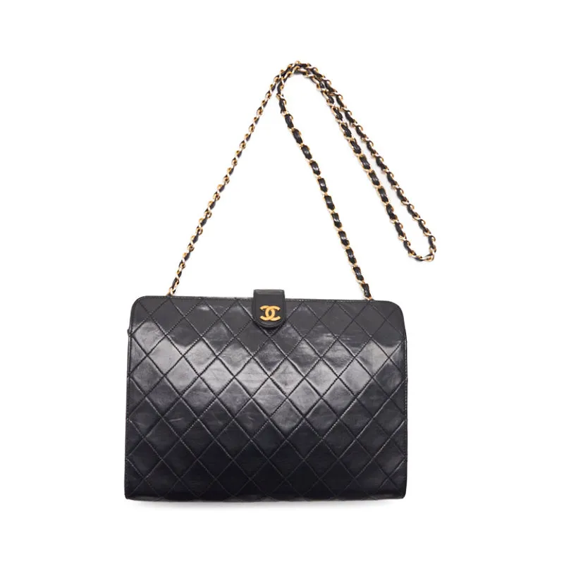 CHANEL ??CHANEL??Pushlock Square Chain Shoulder  Black  Shoulder Bag  ?? Ship????Free Shipping??