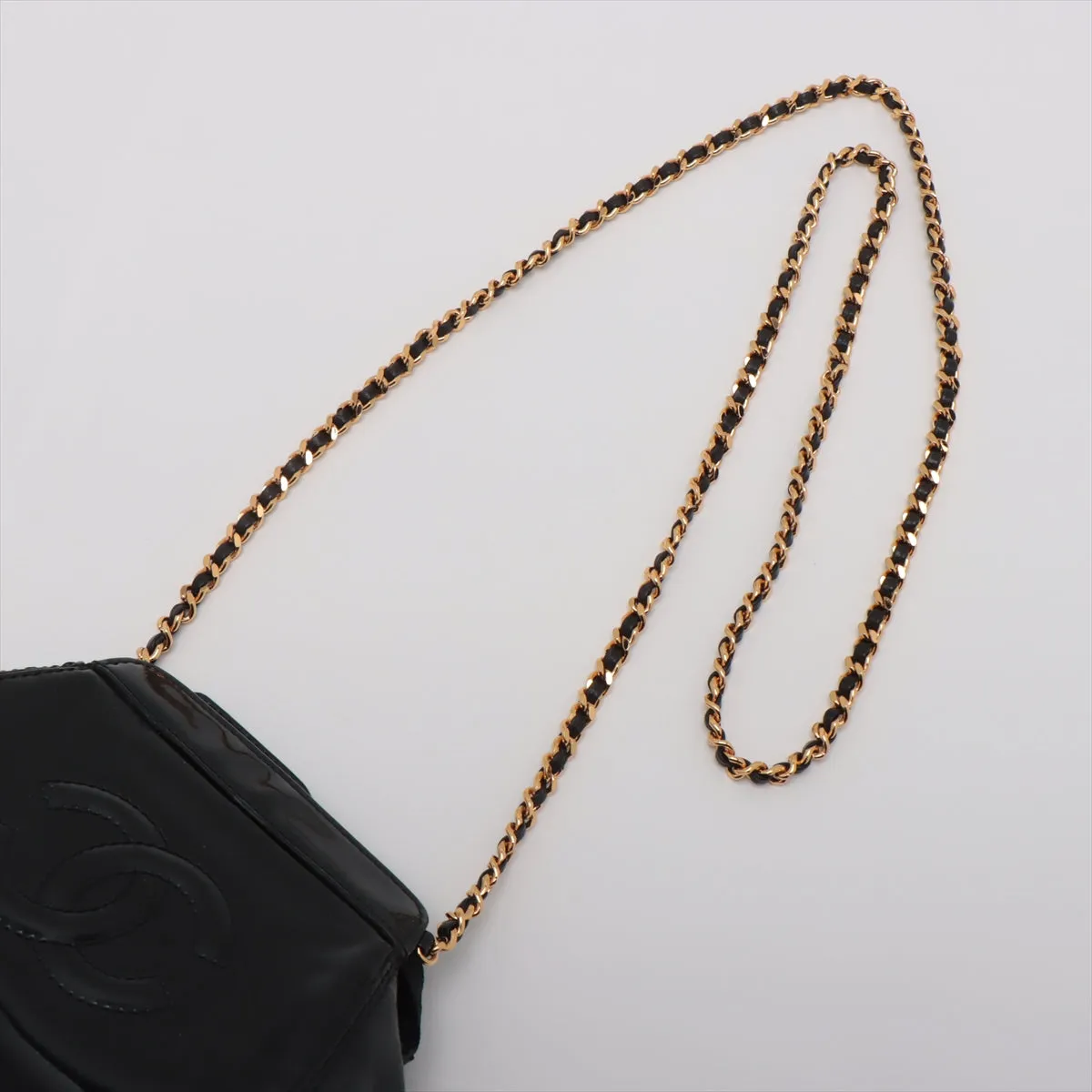 Chanel Coco Patent Leather Chain Shoulder Bag Black G  5th