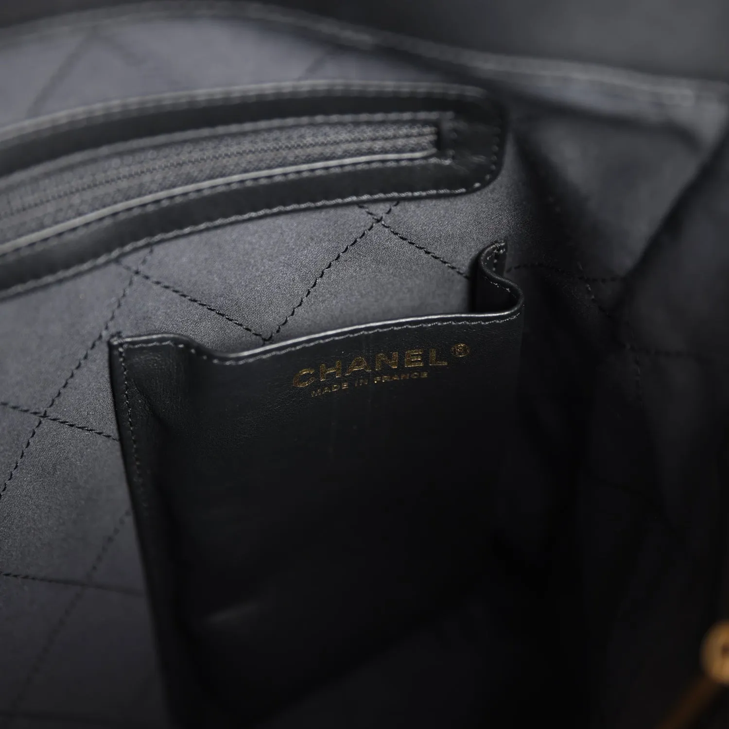 Chanel Quilted Hobo Shoulder Bag Black Calfskin Brushed Gold Hardware
