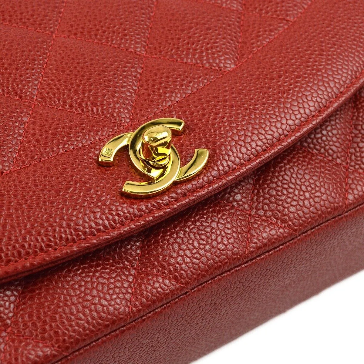 Chanel Red Caviar Medium Diana Shoulder