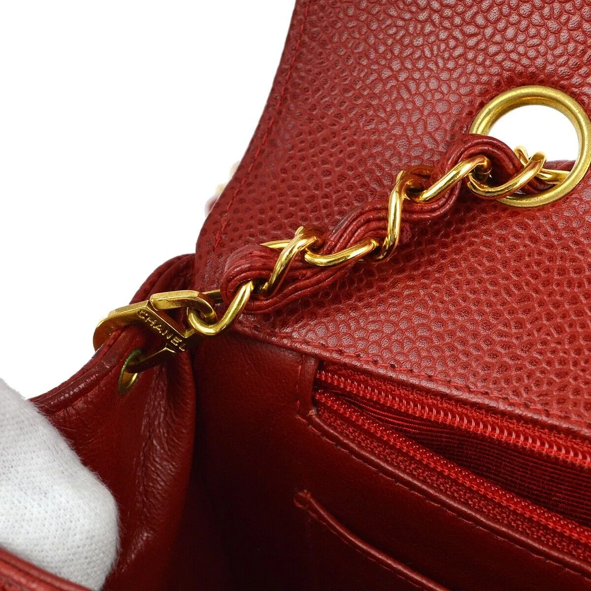 Chanel Red Caviar Medium Diana Shoulder