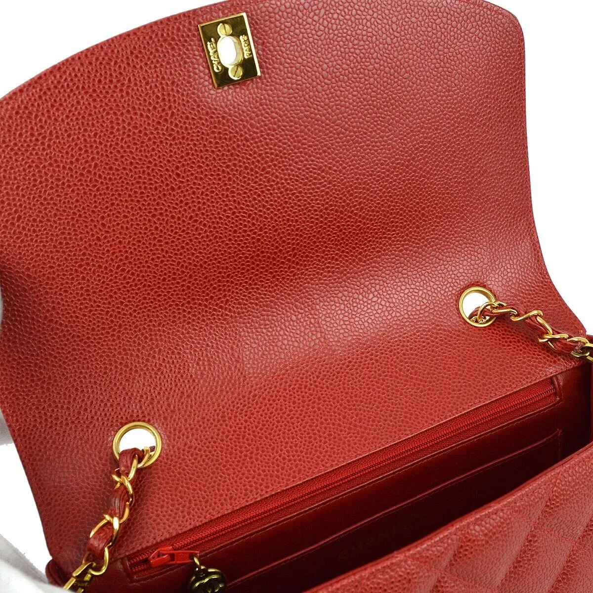 Chanel Red Caviar Medium Diana Shoulder