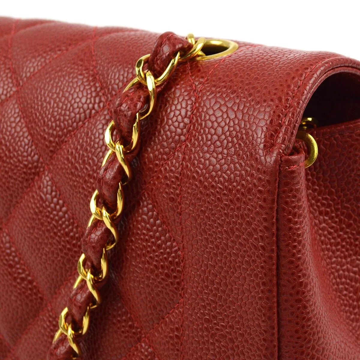 Chanel Red Caviar Medium Diana Shoulder