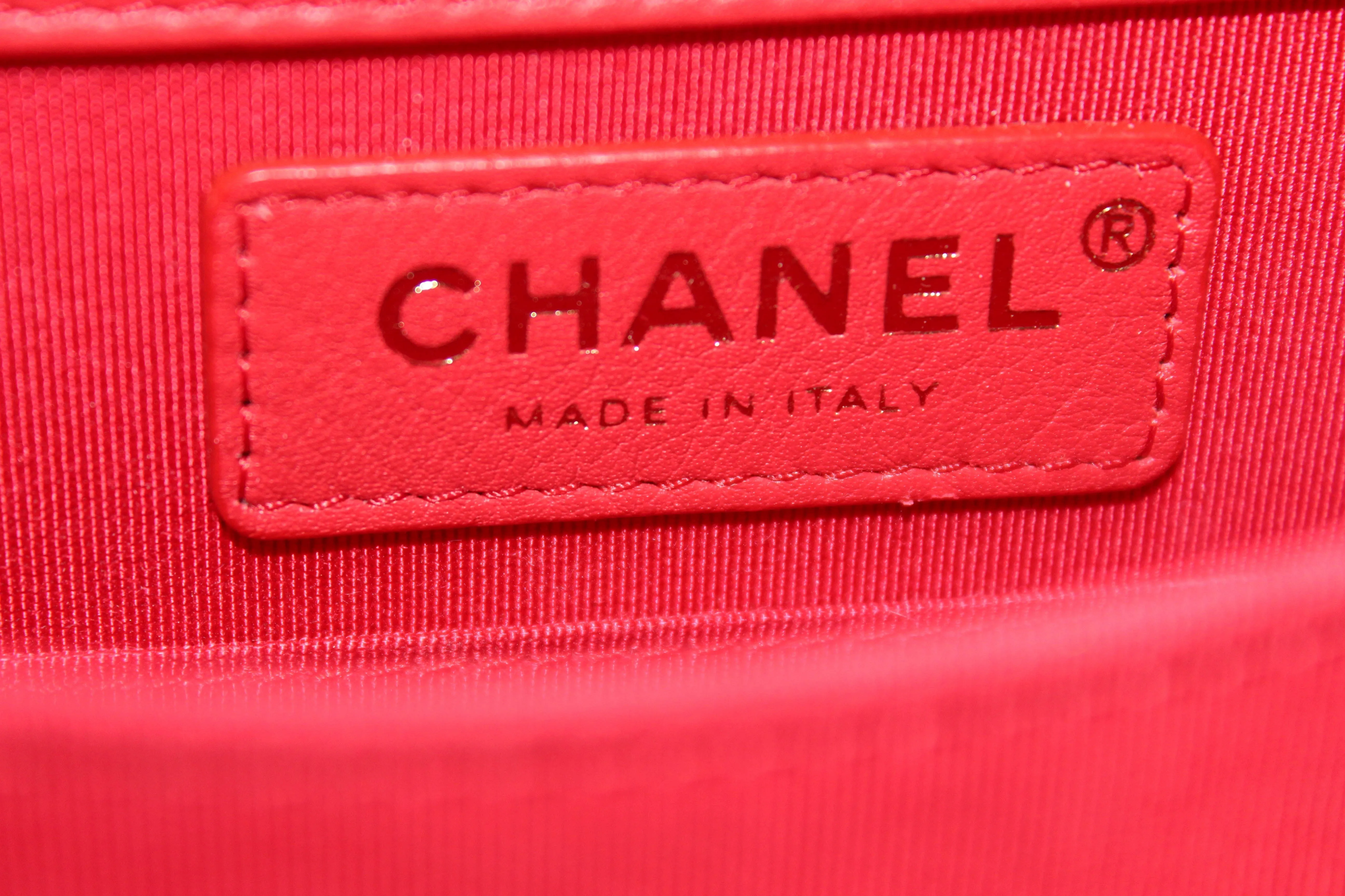Chanel Red North South Boy Calfskin Leather Shoulder Bag