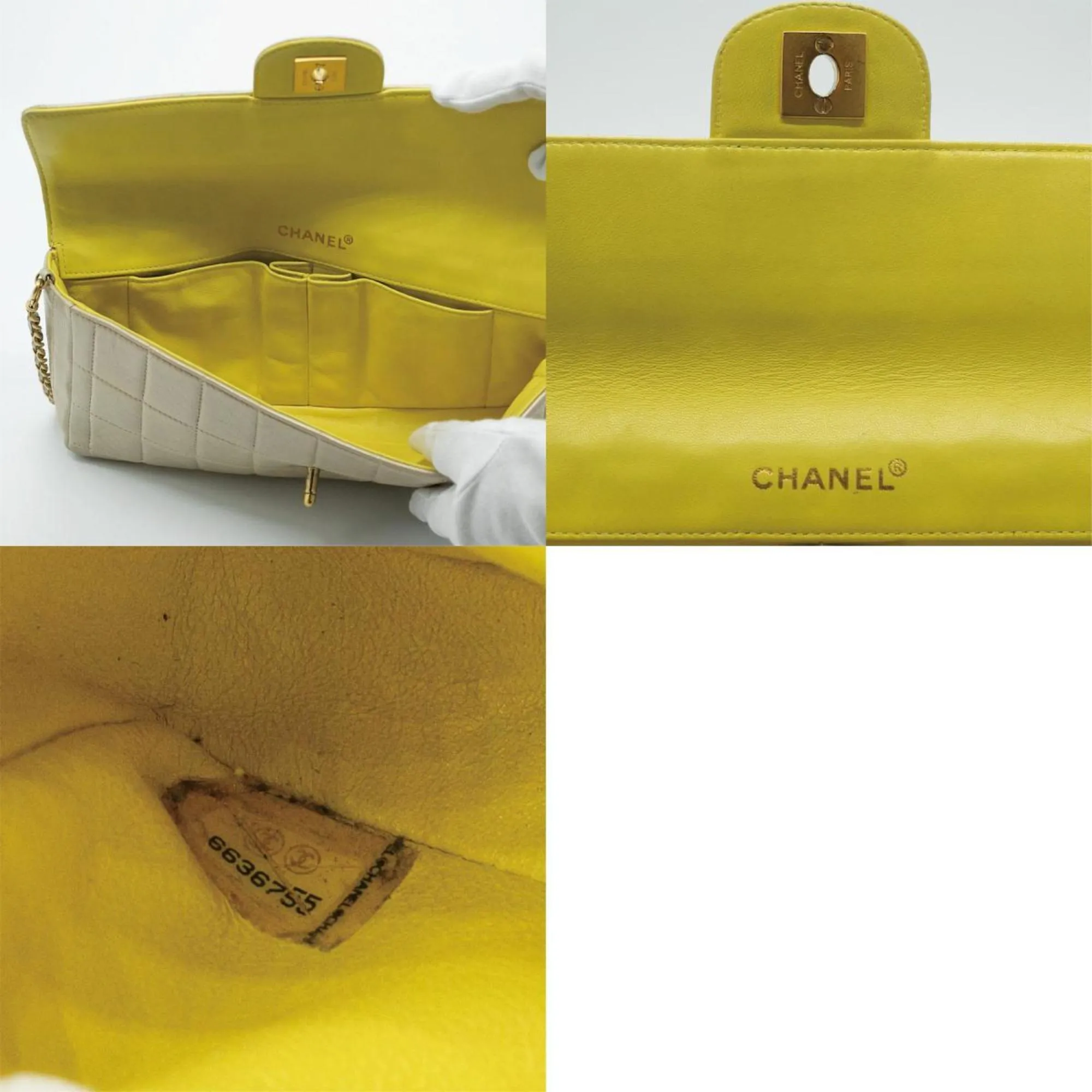 CHANEL Shoulder Bag Chocolate Bar Leather Champagne Gold Women's PD59