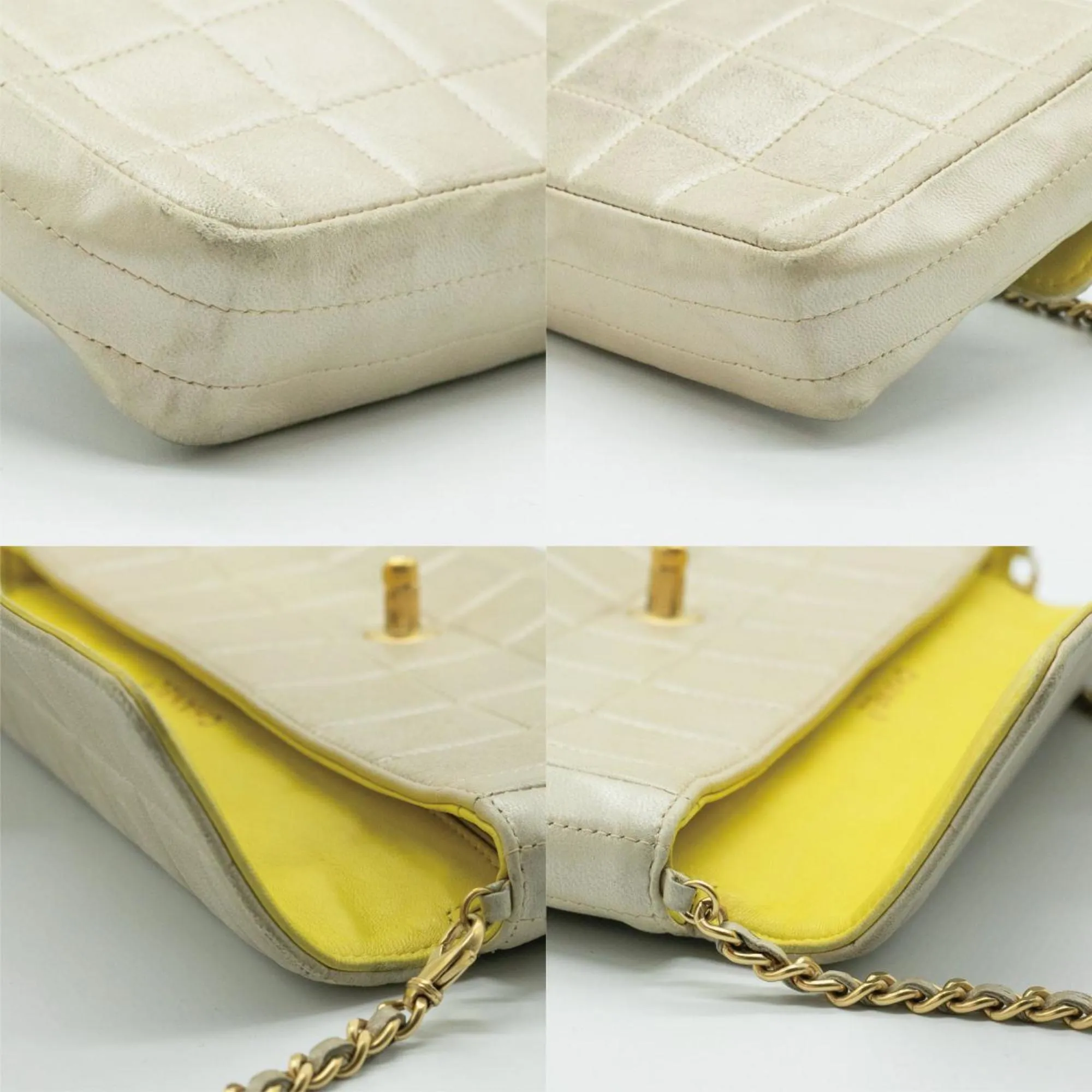 CHANEL Shoulder Bag Chocolate Bar Leather Champagne Gold Women's PD59