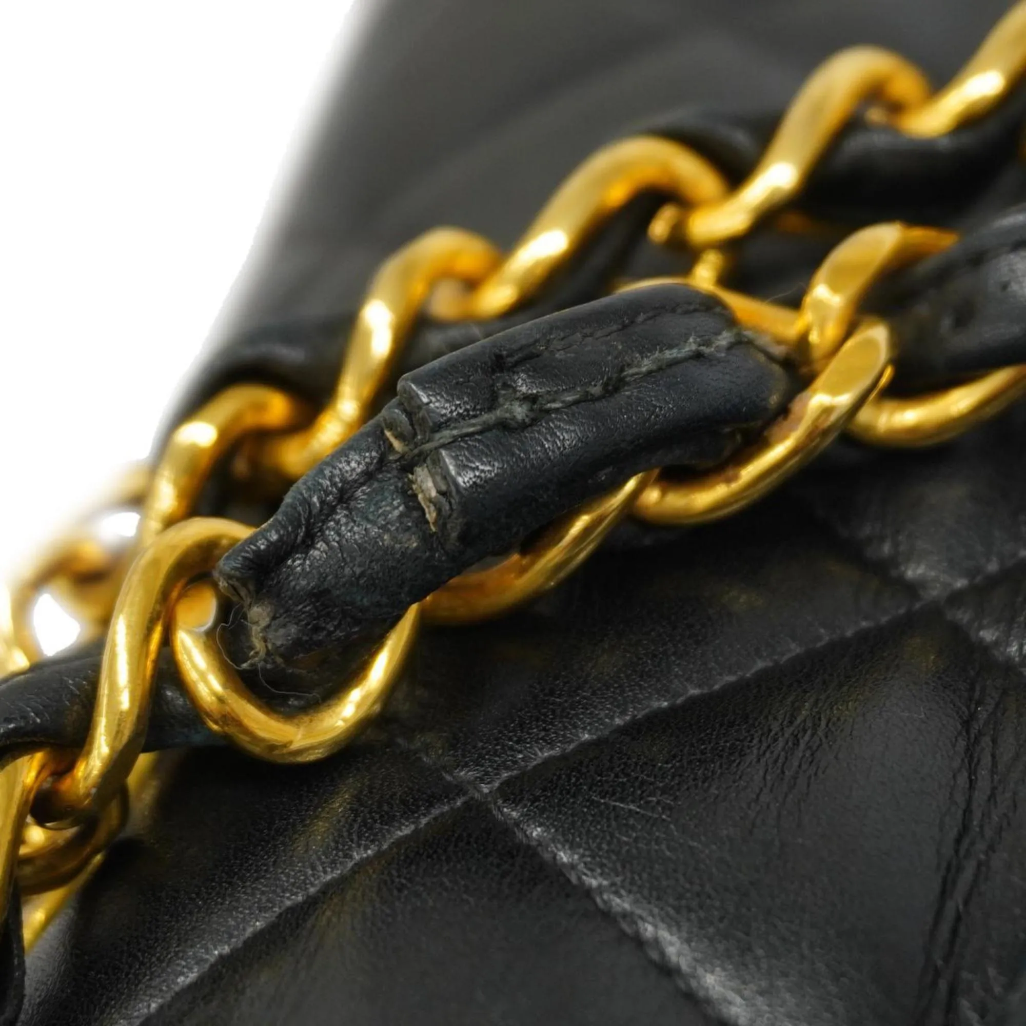 Chanel Shoulder Bag Deca Matelasse W Chain Lambskin Black Women's