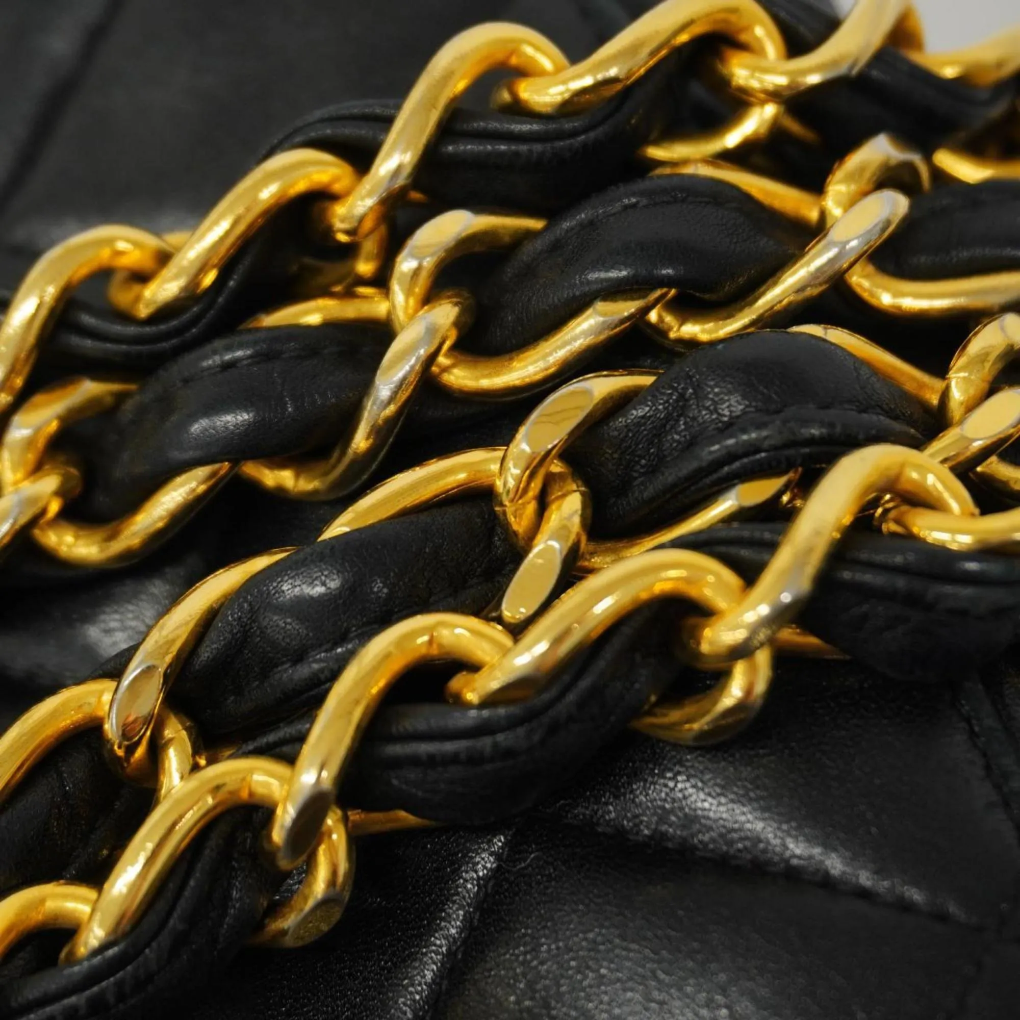 Chanel Shoulder Bag Deca Matelasse W Chain Lambskin Black Women's