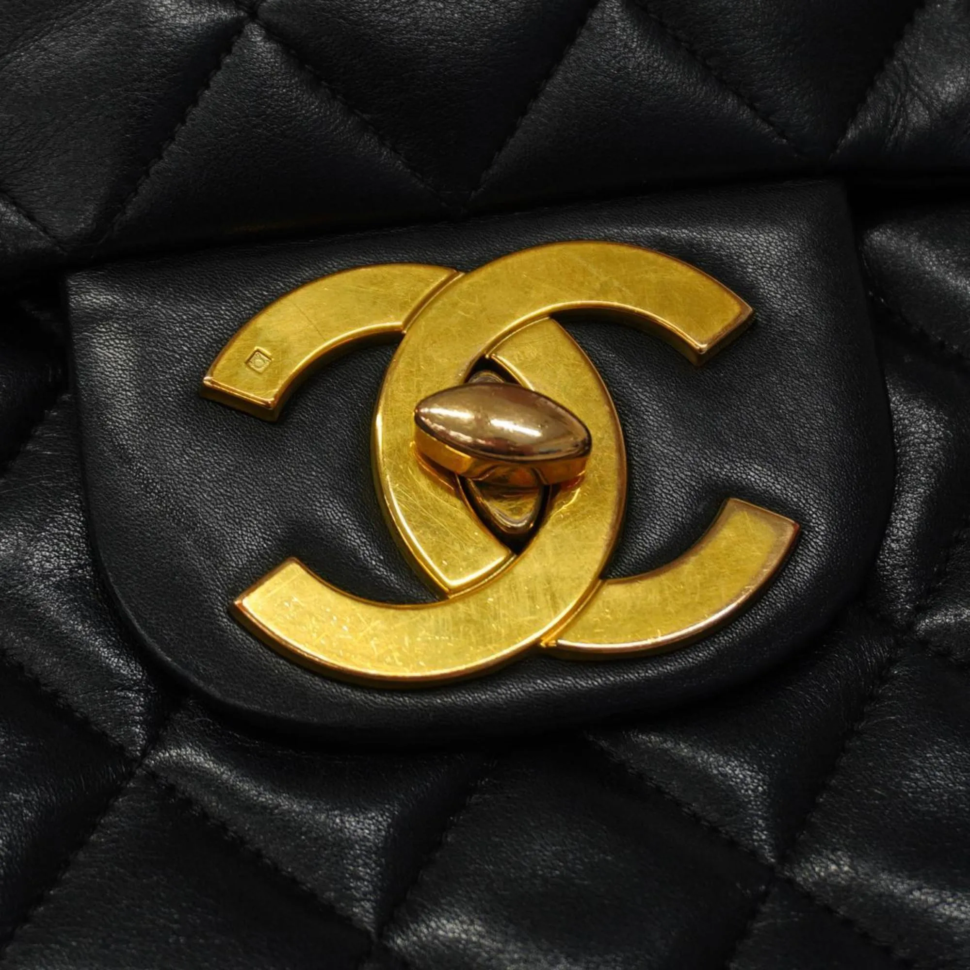 Chanel Shoulder Bag Deca Matelasse W Chain Lambskin Black Women's
