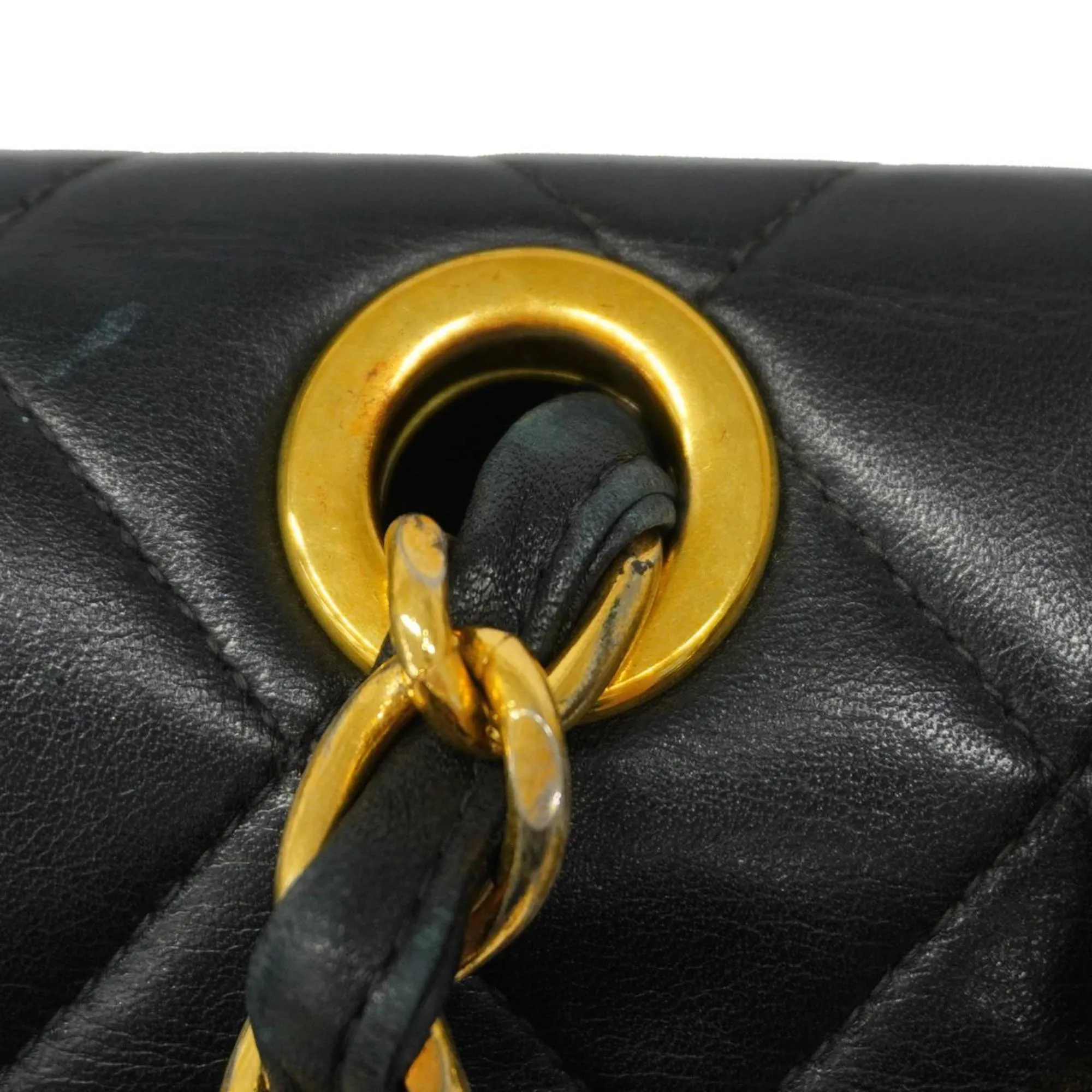 Chanel Shoulder Bag Deca Matelasse W Chain Lambskin Black Women's