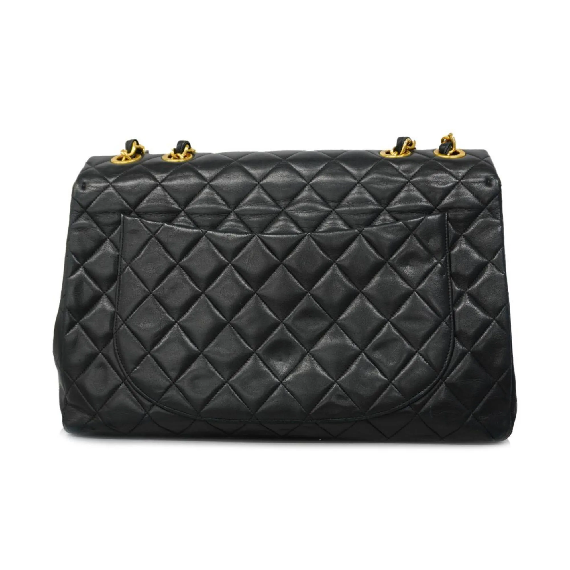 Chanel Shoulder Bag Deca Matelasse W Chain Lambskin Black Women's