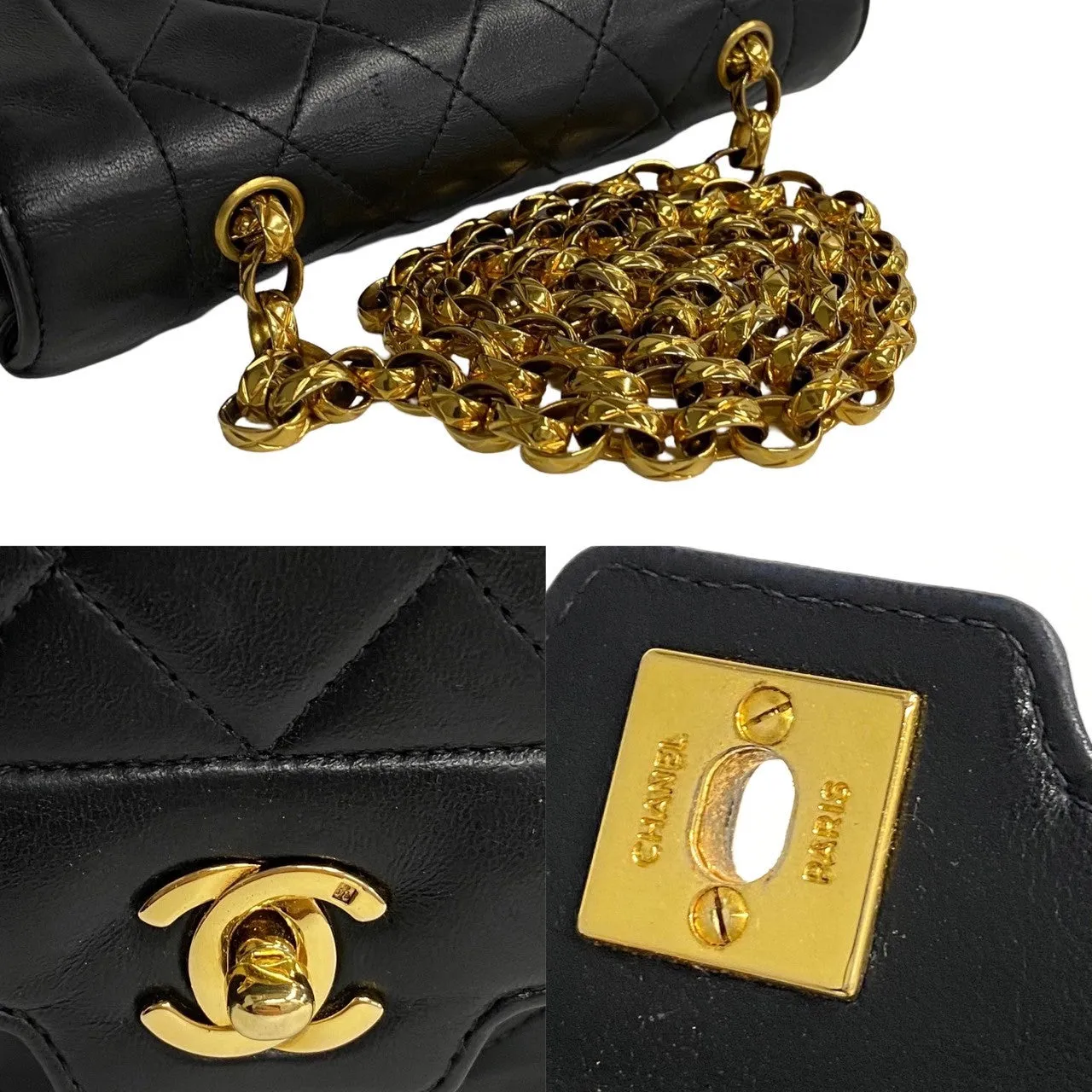 CHANEL Shoulder Bag lambskin black Matrasse