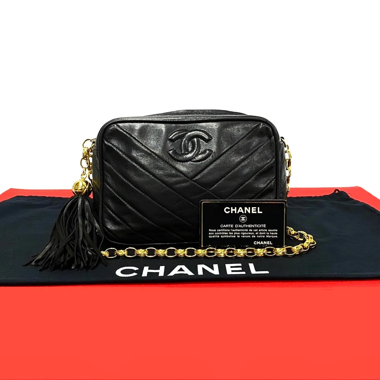 CHANEL Shoulder Bag lambskin black Matrasse