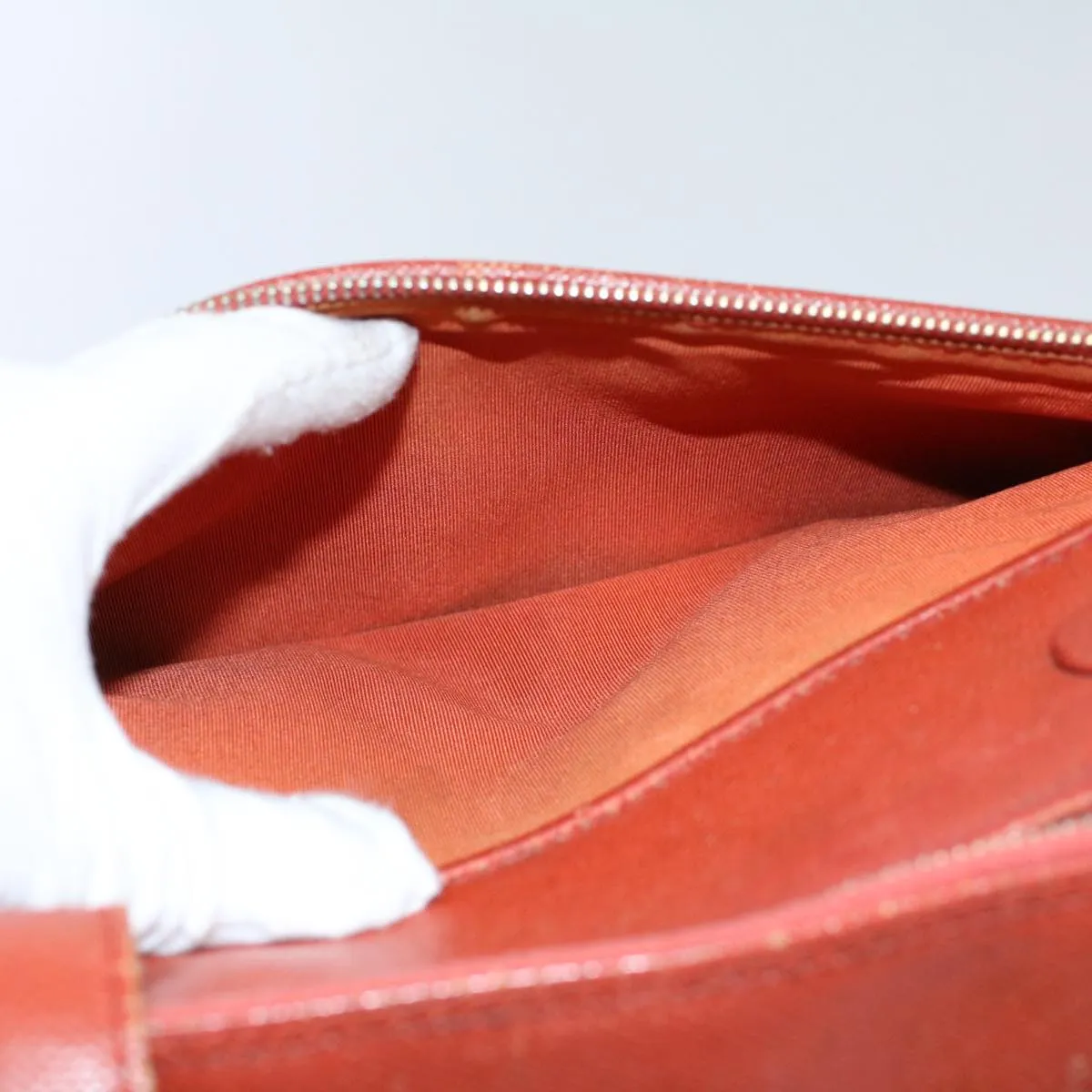 CHANEL Shoulder Bag Leather Orange CC Auth bs8843