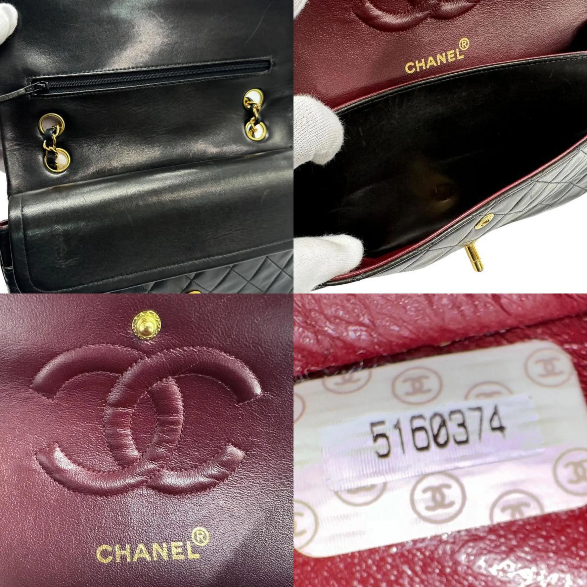 CHANEL Shoulder Bag Matelasse Double Flap Leather Metal Black Gold Women's n0121