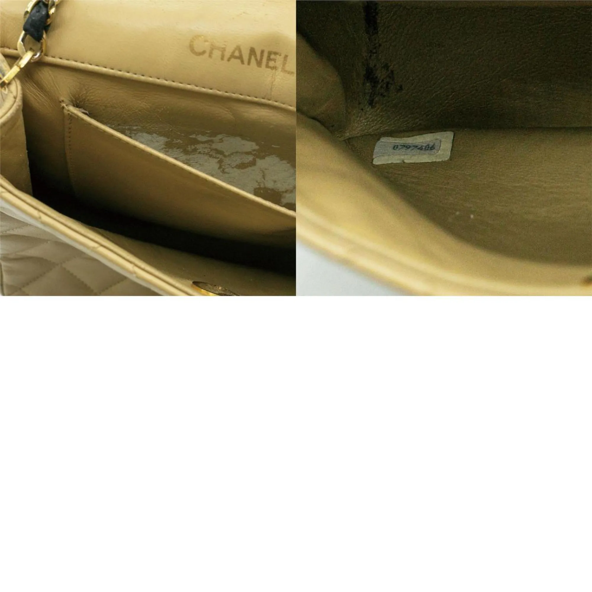 CHANEL Shoulder Bag Matelasse Leather Beige Women's PD14
