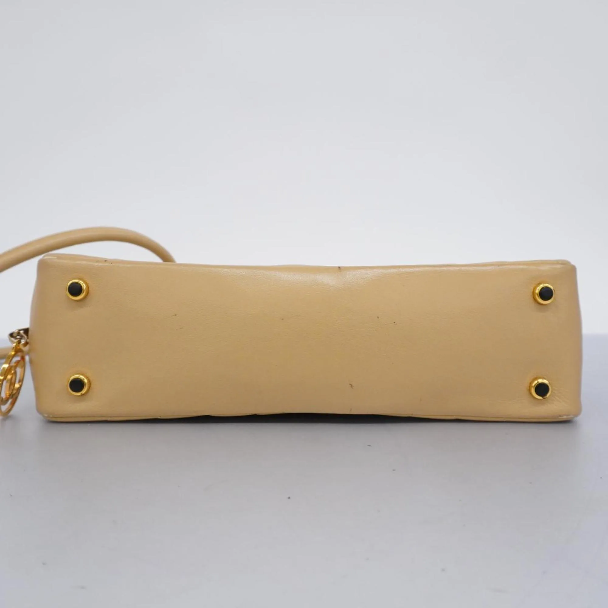 Chanel Shoulder Bag V Stitch Lambskin Beige Women's