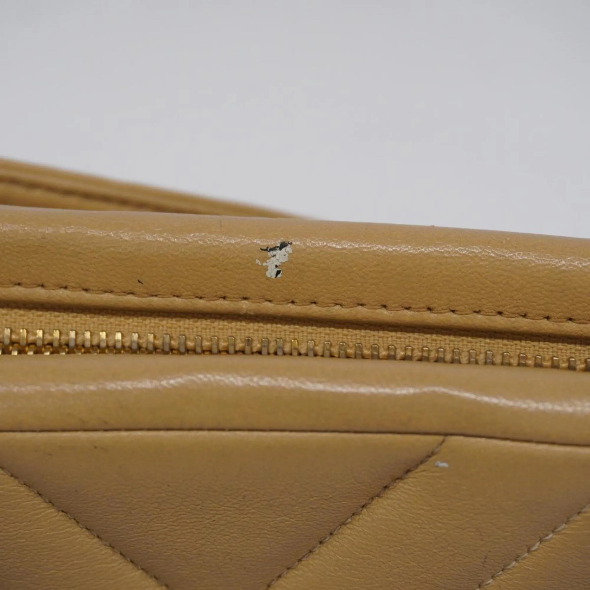 Chanel Shoulder Bag V Stitch Lambskin Beige Women's