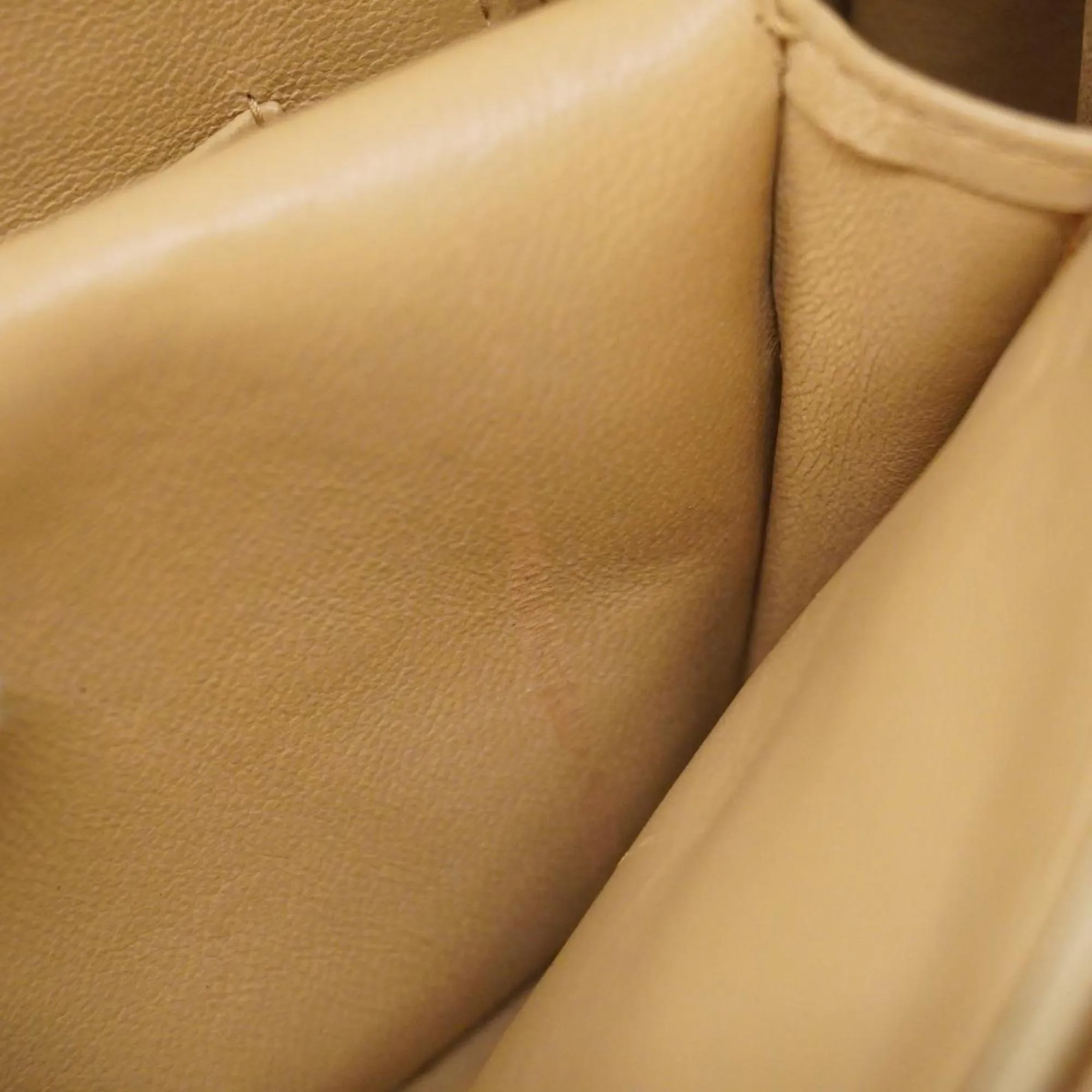 Chanel Shoulder Bag V Stitch Lambskin Beige Women's