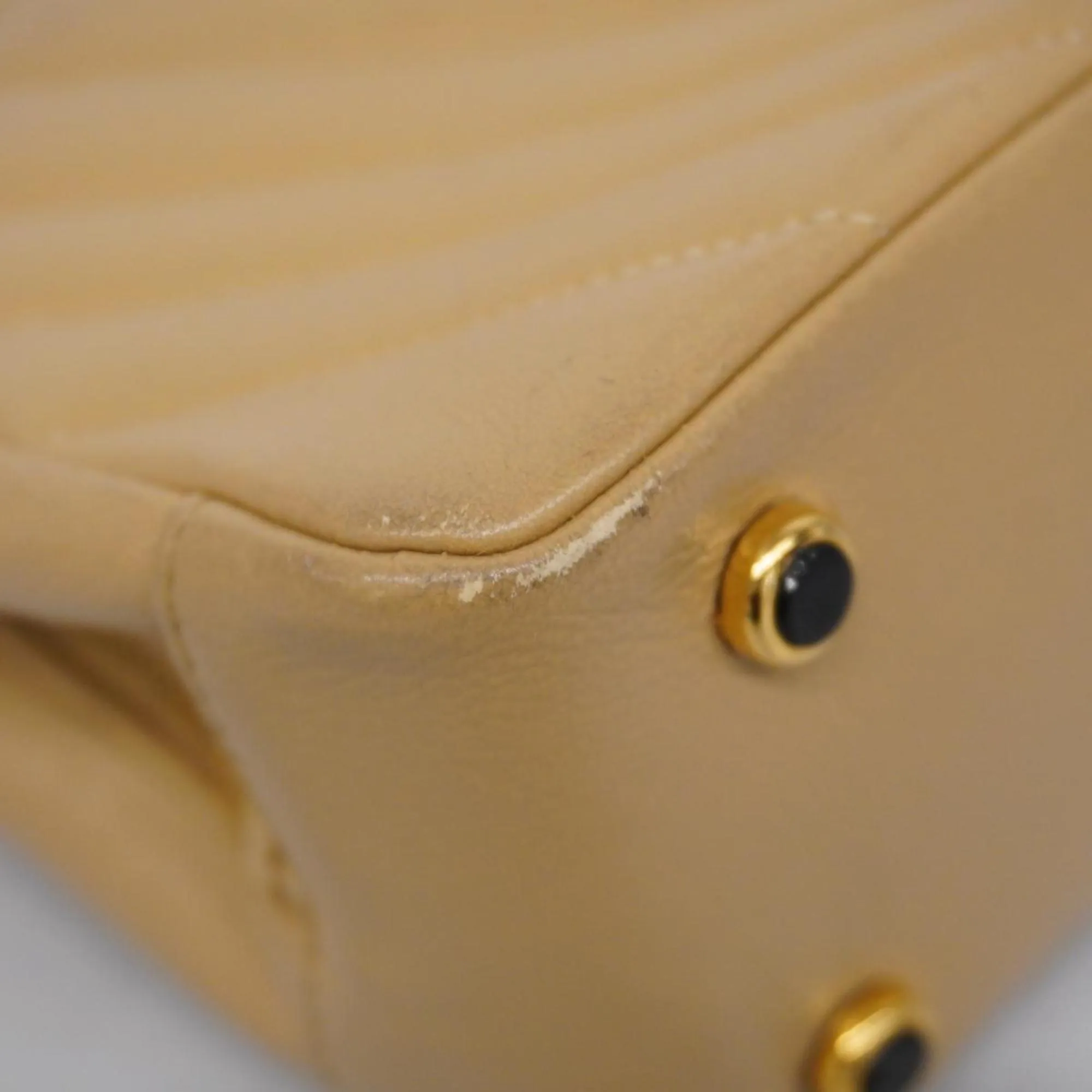 Chanel Shoulder Bag V Stitch Lambskin Beige Women's