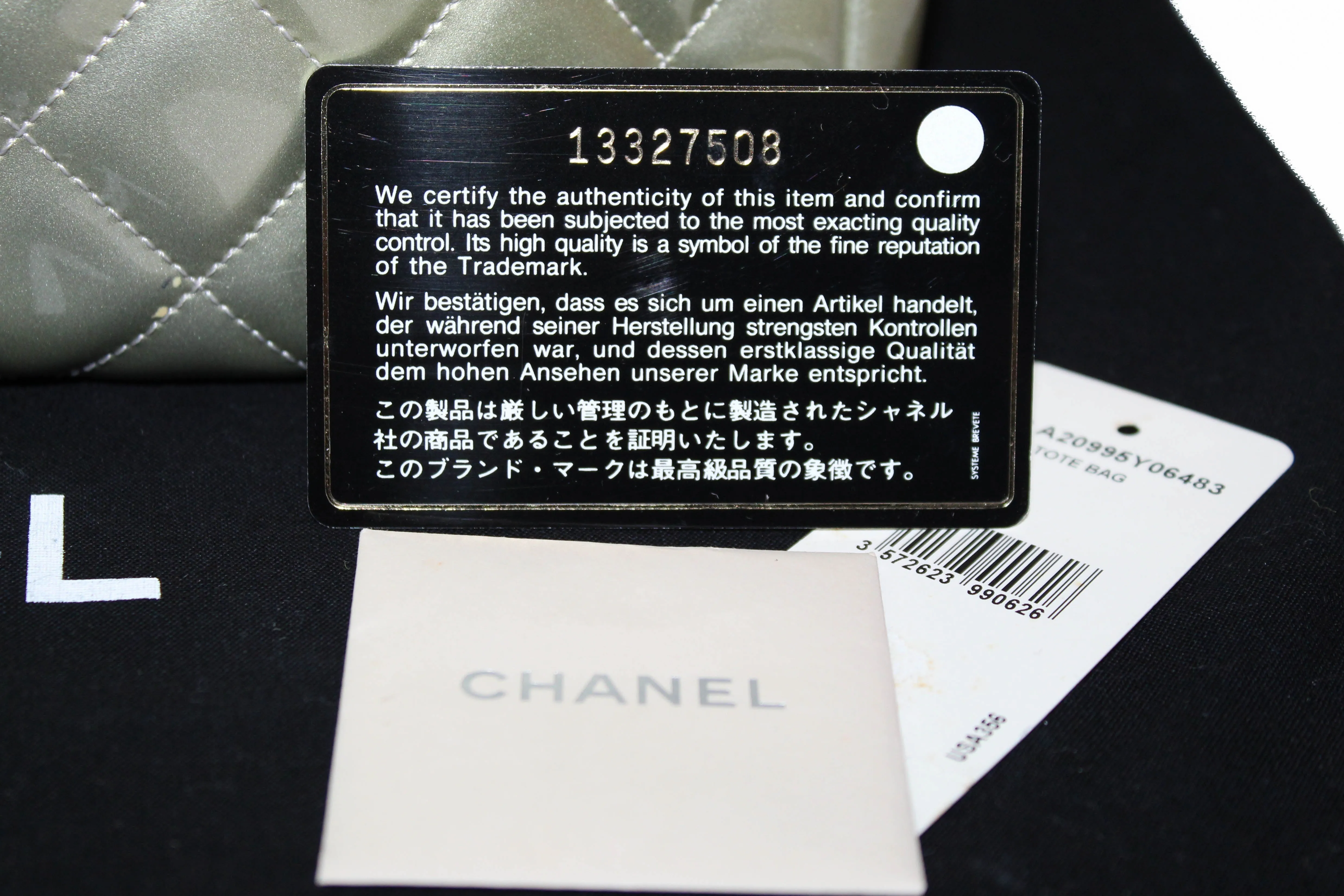 Chanel Silver Patent Quilted Leather Large Grand Shopping Tote Shoulder Bag